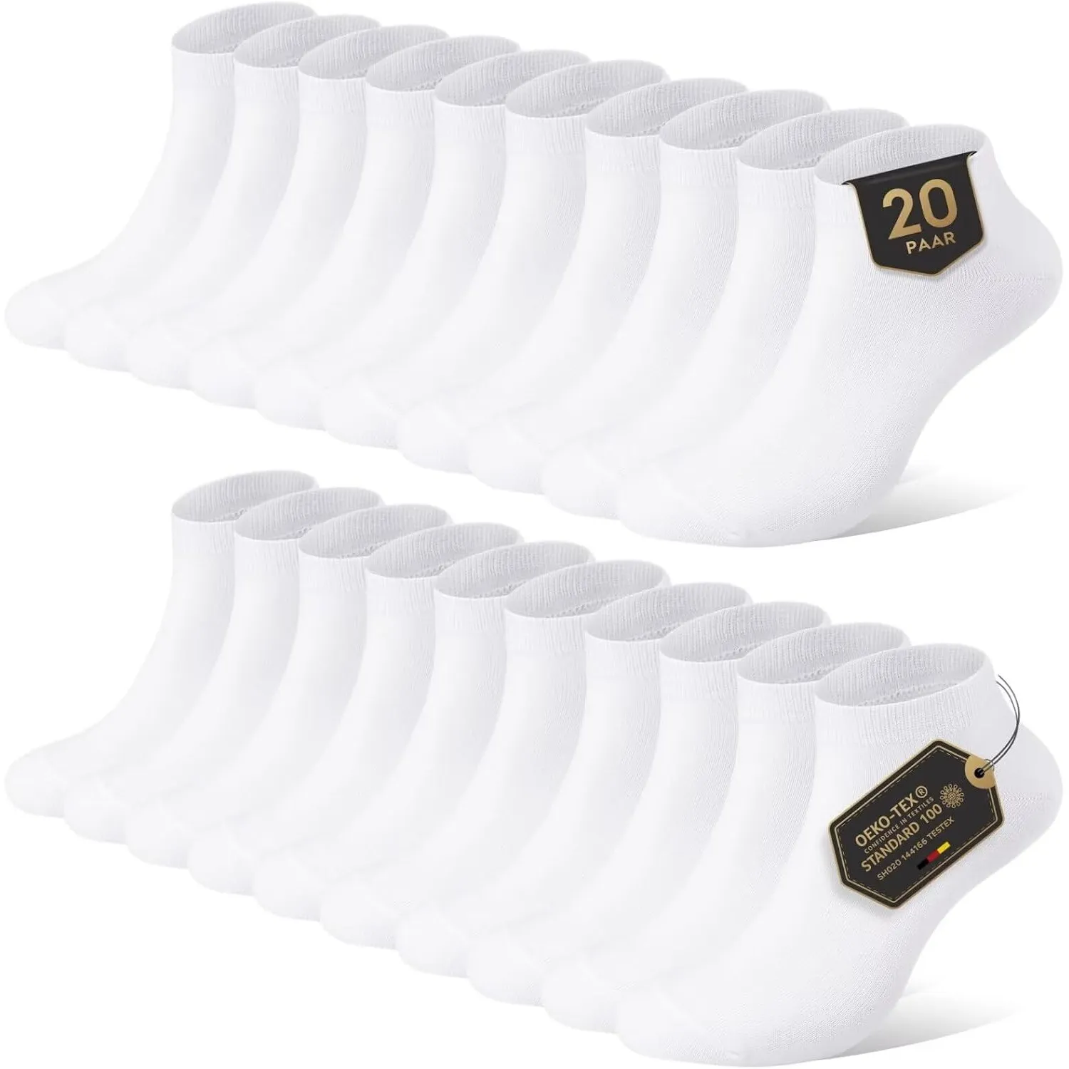 YouShow Sneaker Socken Herren Damen 10/20 Paar Kurzsocken Baumwolle | 81% Baumwolle, OEKO-TEX 100, sicherer Sitz ohne V…