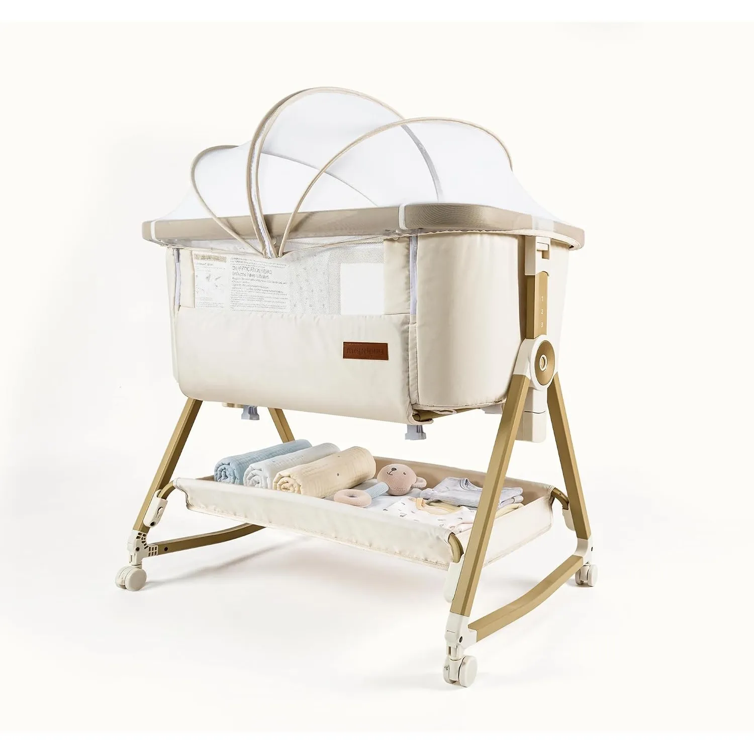 Maydolly Babybett, 3-in-1 Beistellbett Baby mit Rollen für Boxspringbett