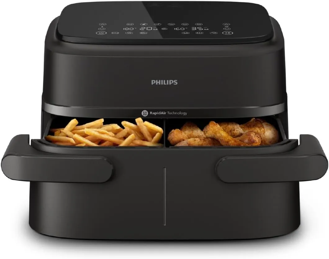 Philips Airfryer 1000 Series Flexible Basket - 7,1 L Fassungsvermögen, RapidAir-Technologie, 10 Kochfunktionen, 90% weniger Fett, kompaktes Design, HomeID-Rezept-App (NA154/00)