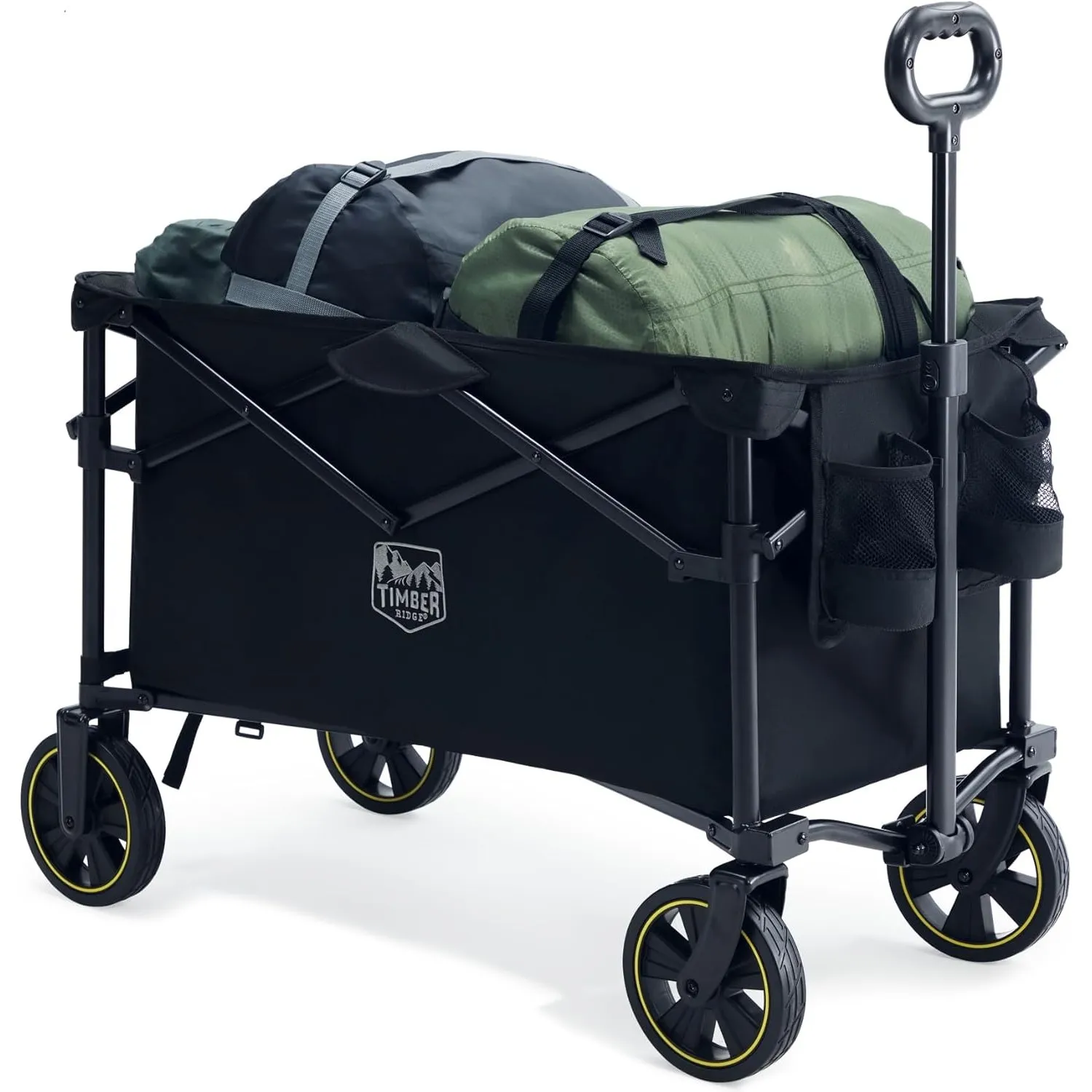 TIMBER RIDGE Bollerwagen Faltbar 200L mit Getränkehalter Verstellbarem Griff, Handwagen Klappbar Transportwagen Strandw…