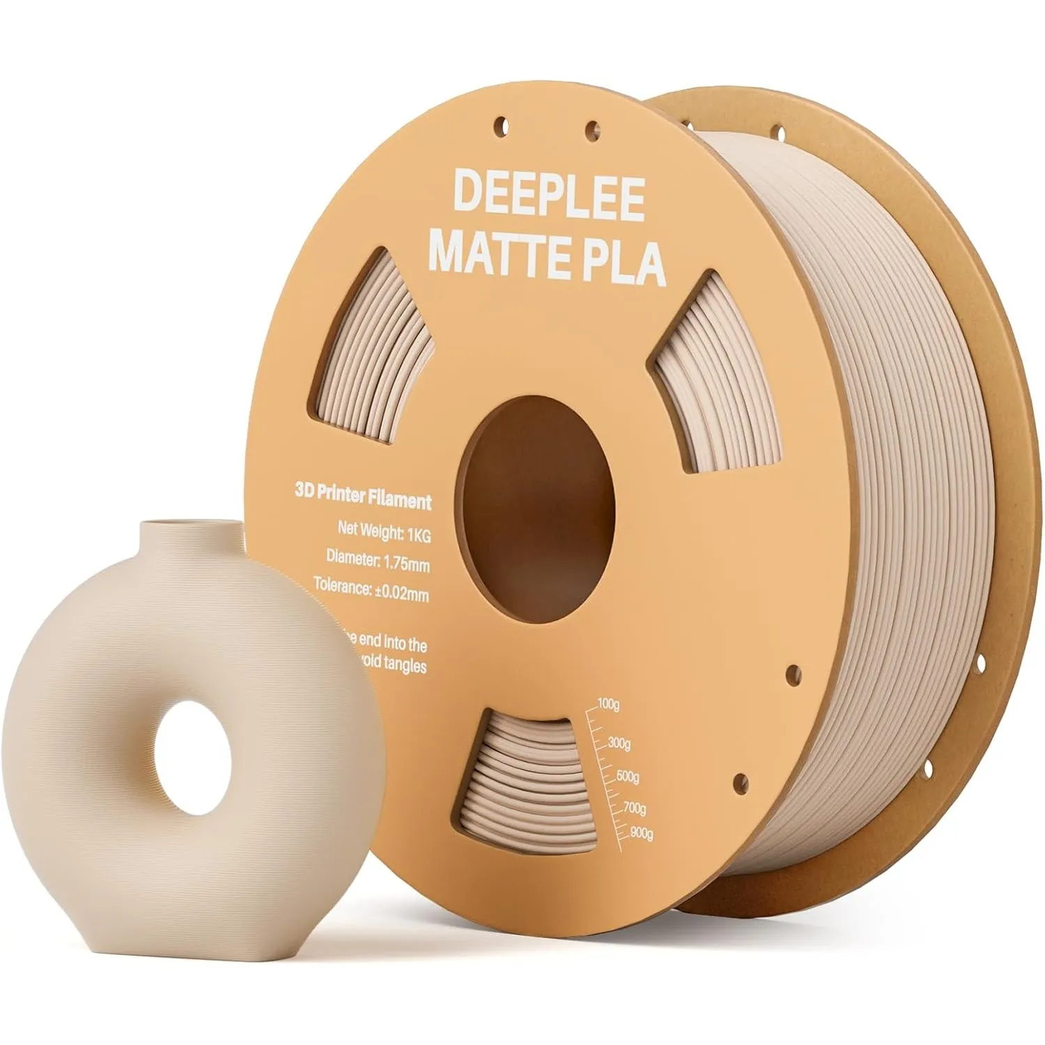DEEPLEE Matte PLA Filament 1.75mm Beige 1KG | Matte Oberfläche, hervorragende Schichthaftung, Maßgenauigkeit +/- 0.02mm…