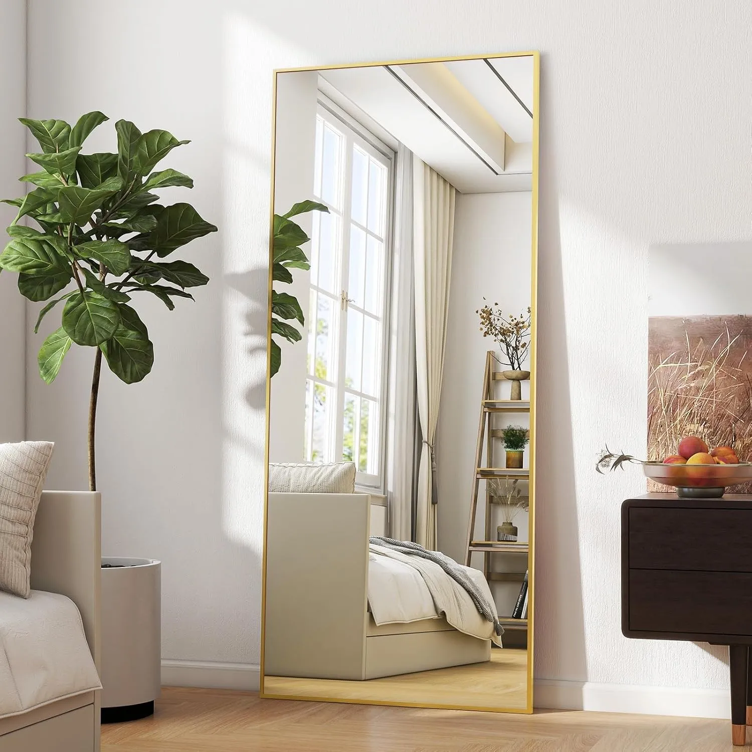 BEAUTYPEAK bruchsicher Ganzkörperspiegel 60x165 cm, Standspiegel hängend oder lehnend an die Wand, groß Bodenspiegel mi…