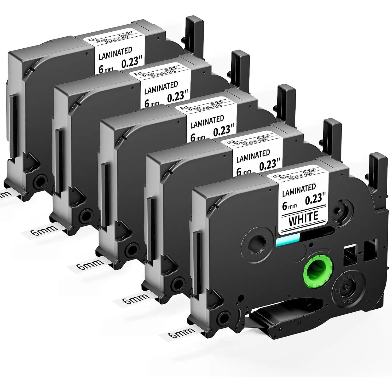 Tze 211 Kompatibel mit Brother P-touch Bänder 6mm Weiß, 5 Pack