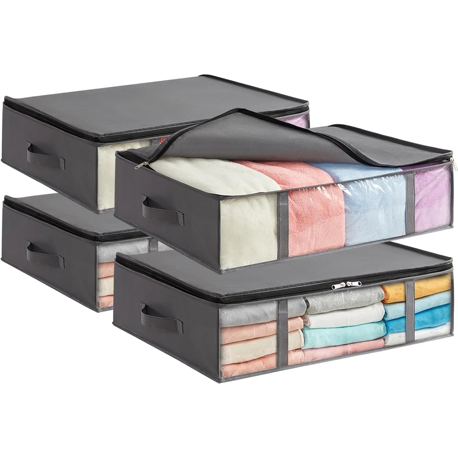 Lifewit 4 Stück 40L Unterbett Aufbewahrungsbox, Faltbare Unterbettkommode