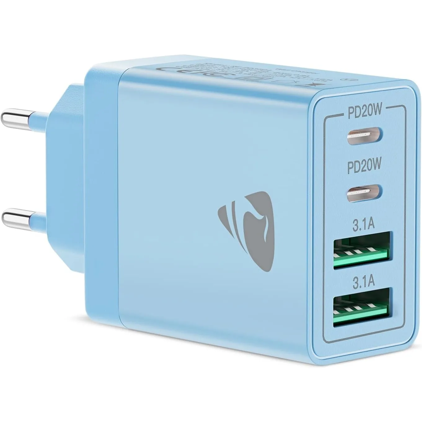 USB C Ladegerät, 4-Port Schnellladegerät mit Intelligent QC USBA und USBC Power Adapter, 40W Netzteil Mehrfach USBCharg…