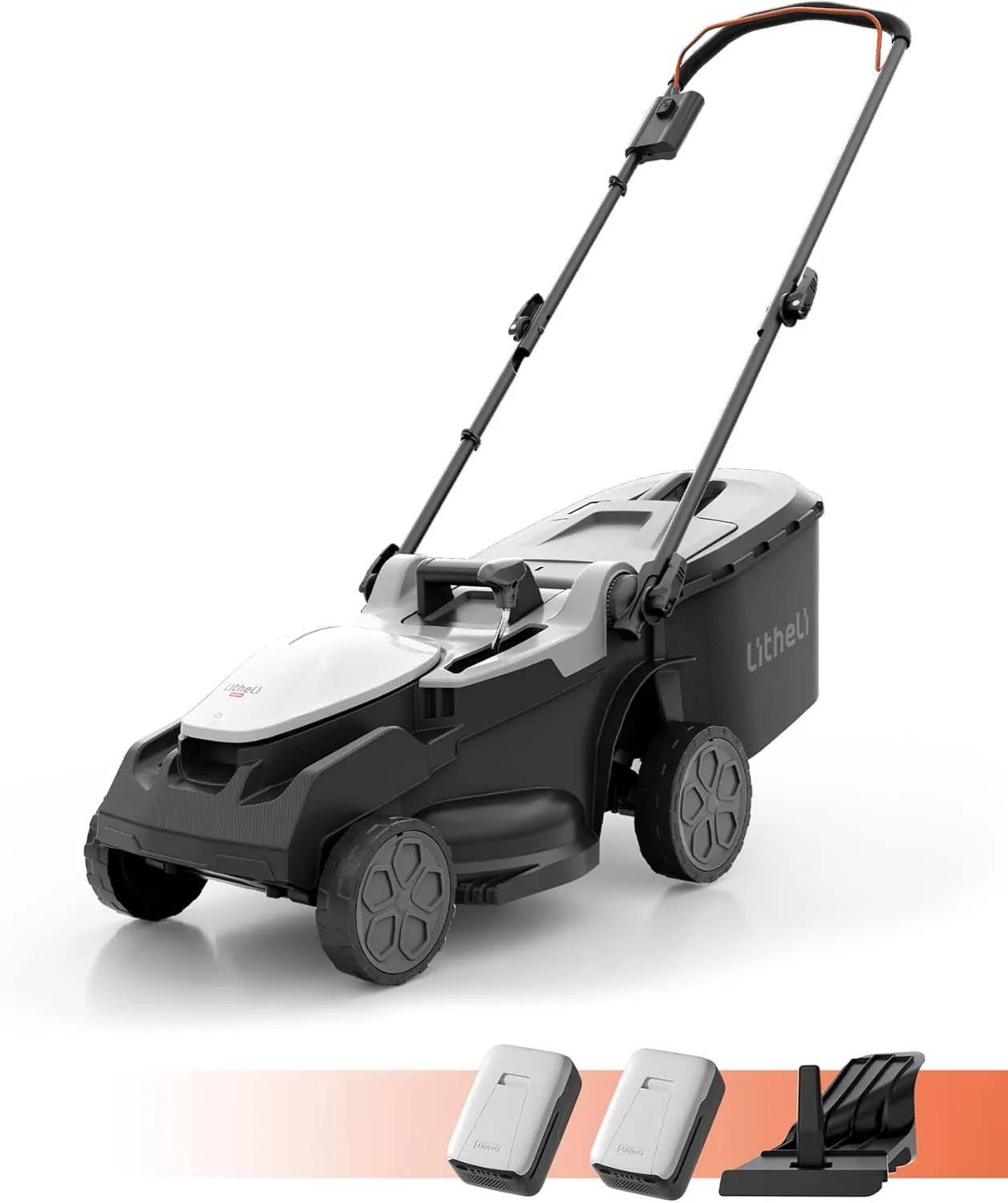Litheli Battery Lawnmower, 2 x 20 V, 38 cm Cutting Width, Brushless, up to 300 m², 40 L Collection Basket, 25-75 mm Cut…