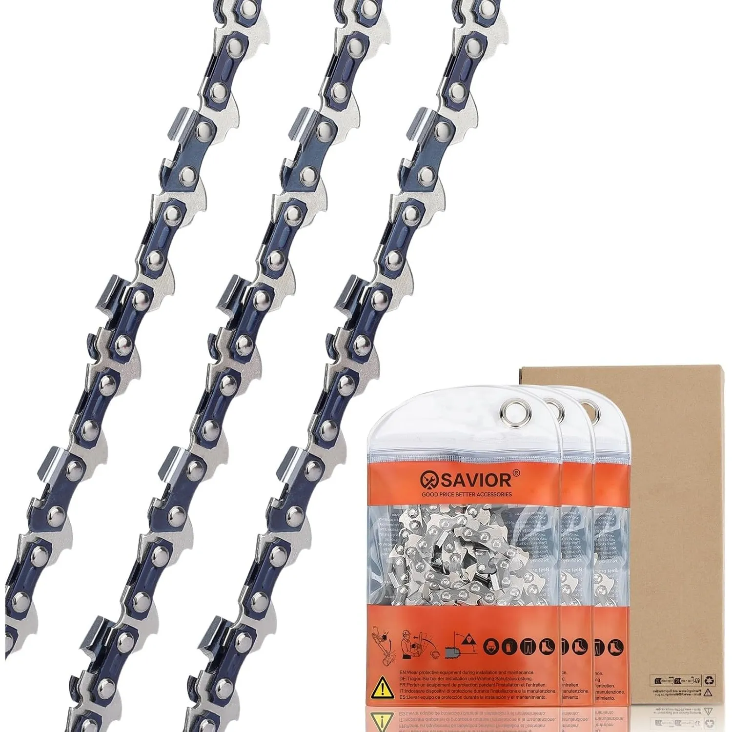 SAVIOR Sägekette 35 cm Schwert 3/8"LP 1,1 mm 52 TG, Kettensägen Kette kompatibel mit Makita DUC353, Einhell GP-LC 36/35…