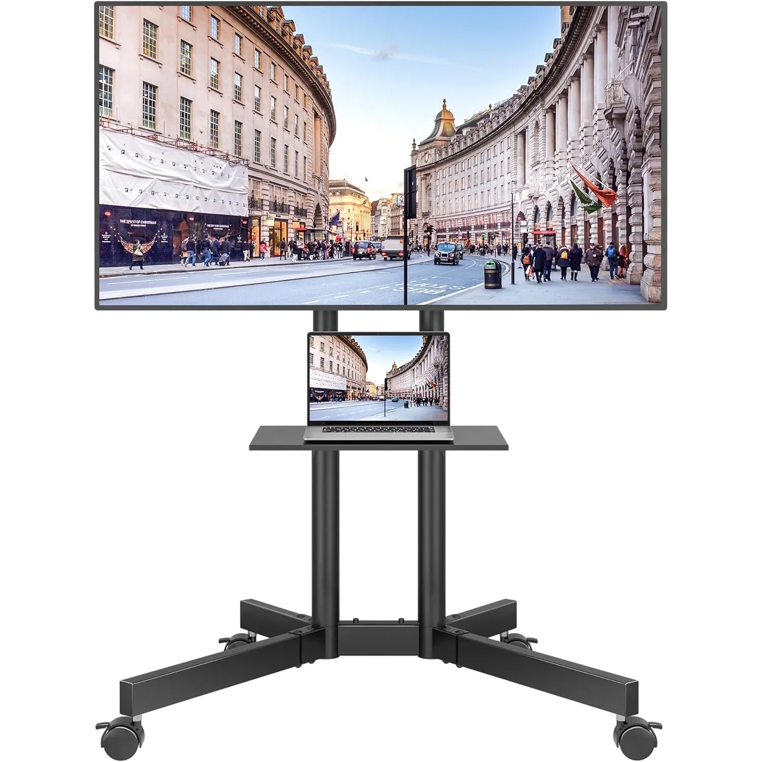 BONTEC TV Ständer Rollbar für 32-85 Zoll Fernseher, Ablage, bis zu 55 kg