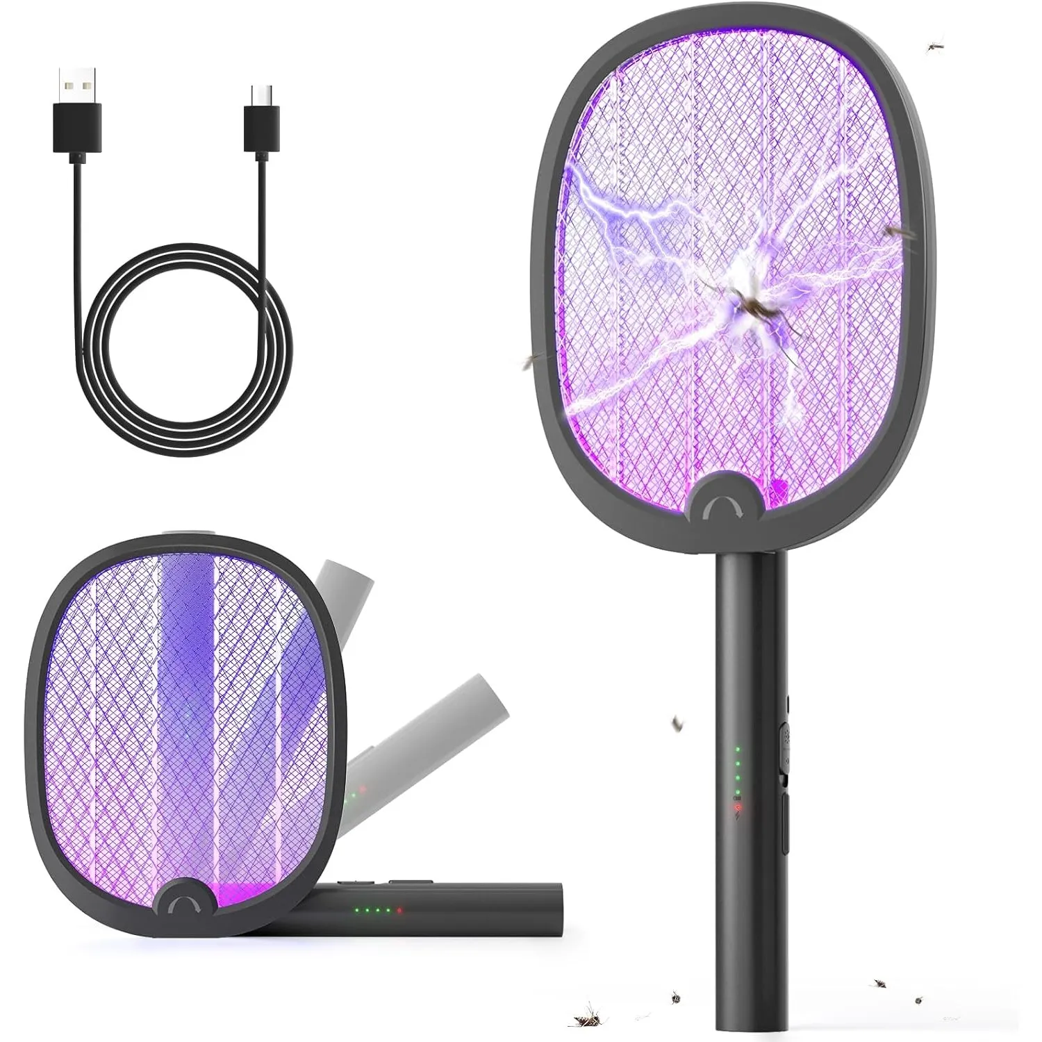 YISSVIC Elektrische Fliegenklatsche Extra Stark klappbar 2in1 Schwarz 1 STK