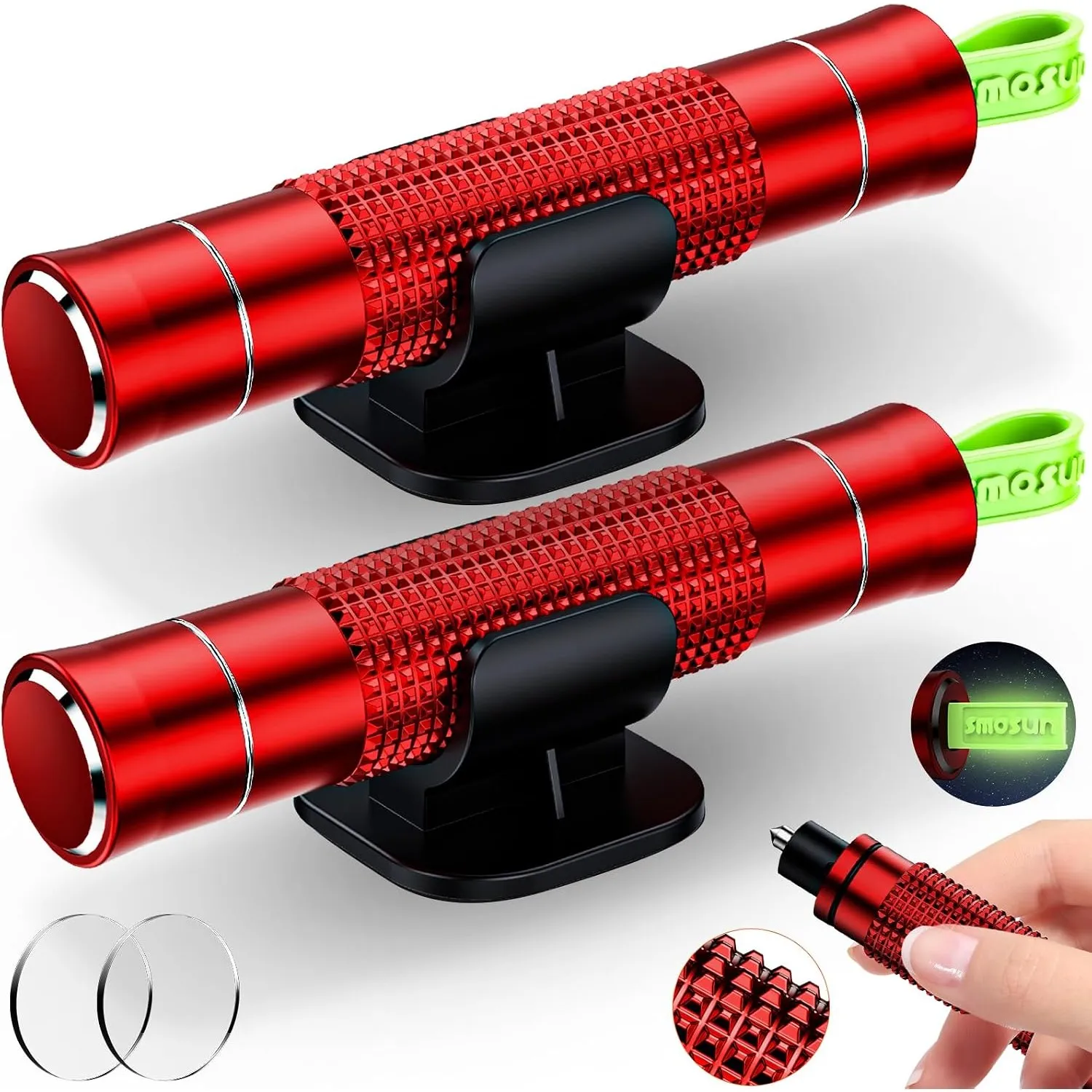 smosun Verbessert Gurtschneider Notfallhammer Mini, 2 In 1 Safety Nothammer Auto mit Gurtschneider, Tragbarer Sicherhei…