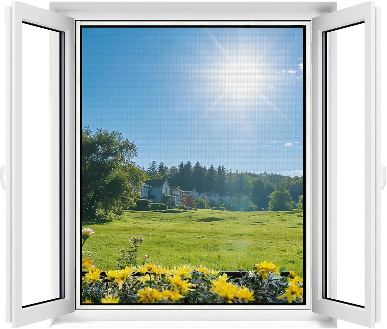 Apalus Fly Screen Window, Can Be Cut to Window Sizes up to 130 x 150 cm, Insect Protection with Strong Tape, Easy Assem…