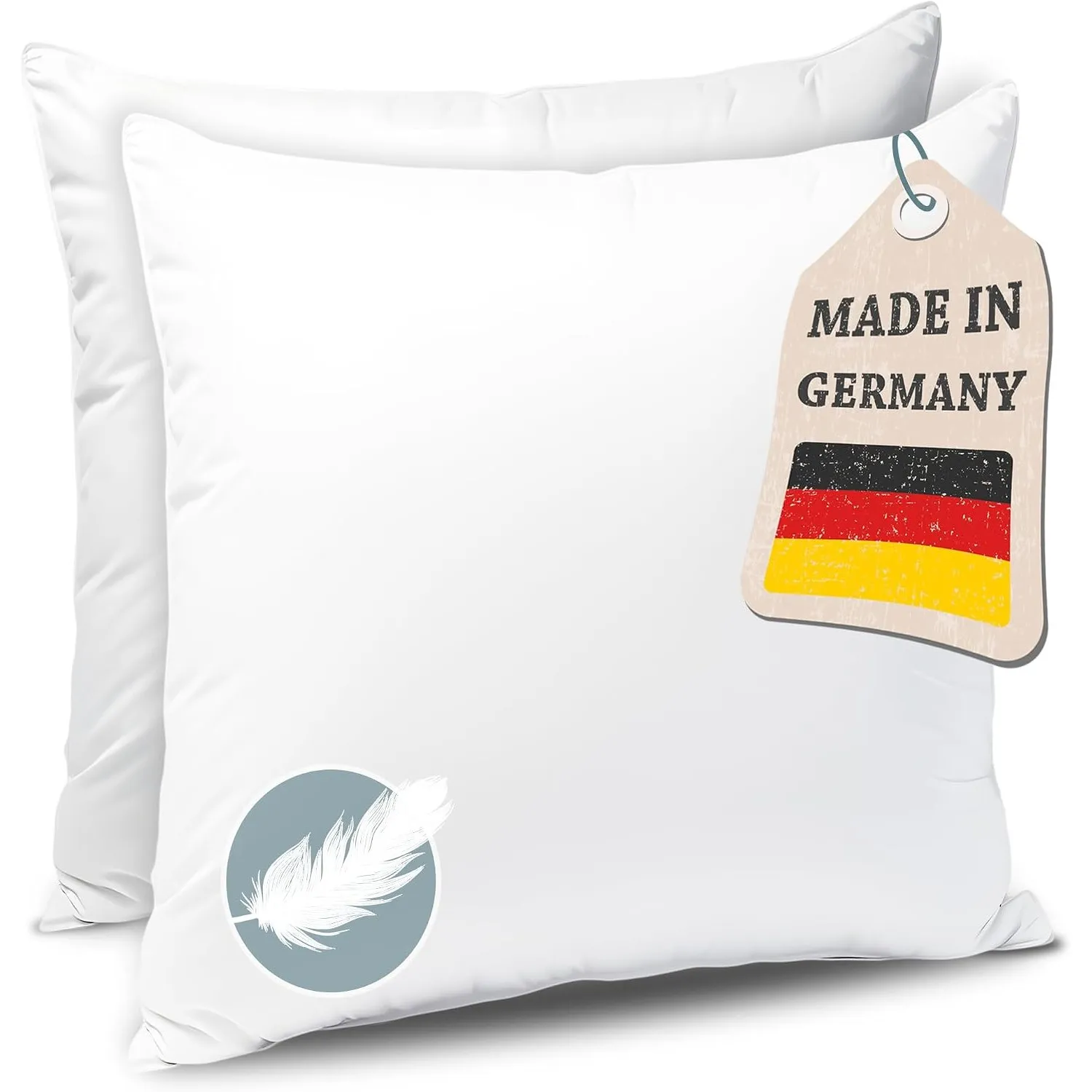 KNERST Federkissen 50x50 2er Set, Made in Germany, 100% Federfüllung
