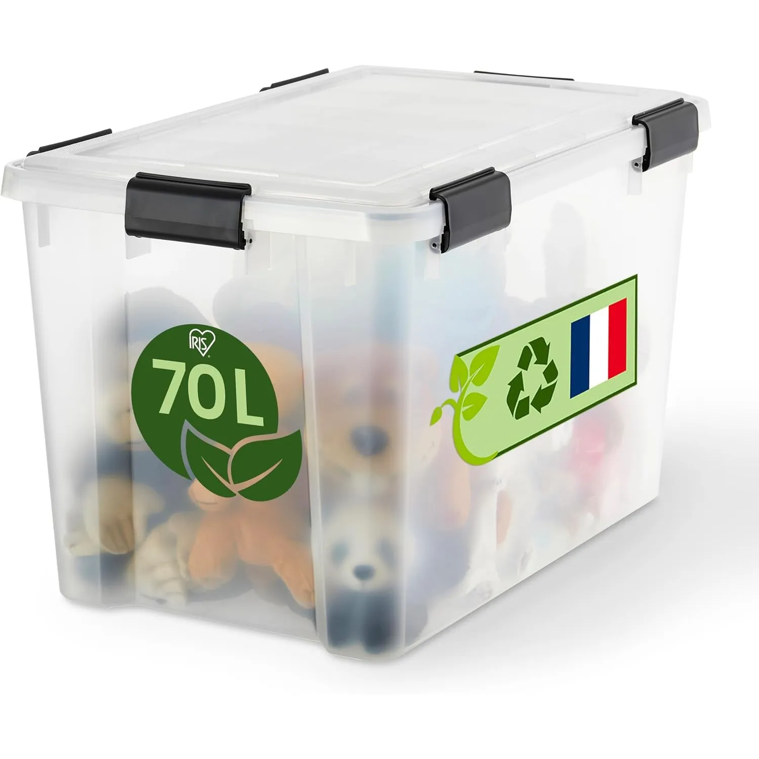 Iris Ohyama Luftdichte Kunststoff-Aufbewahrungsboxen mit Deckel, 70L, Transparent, Hermetischer wasserdichter Verschlus…