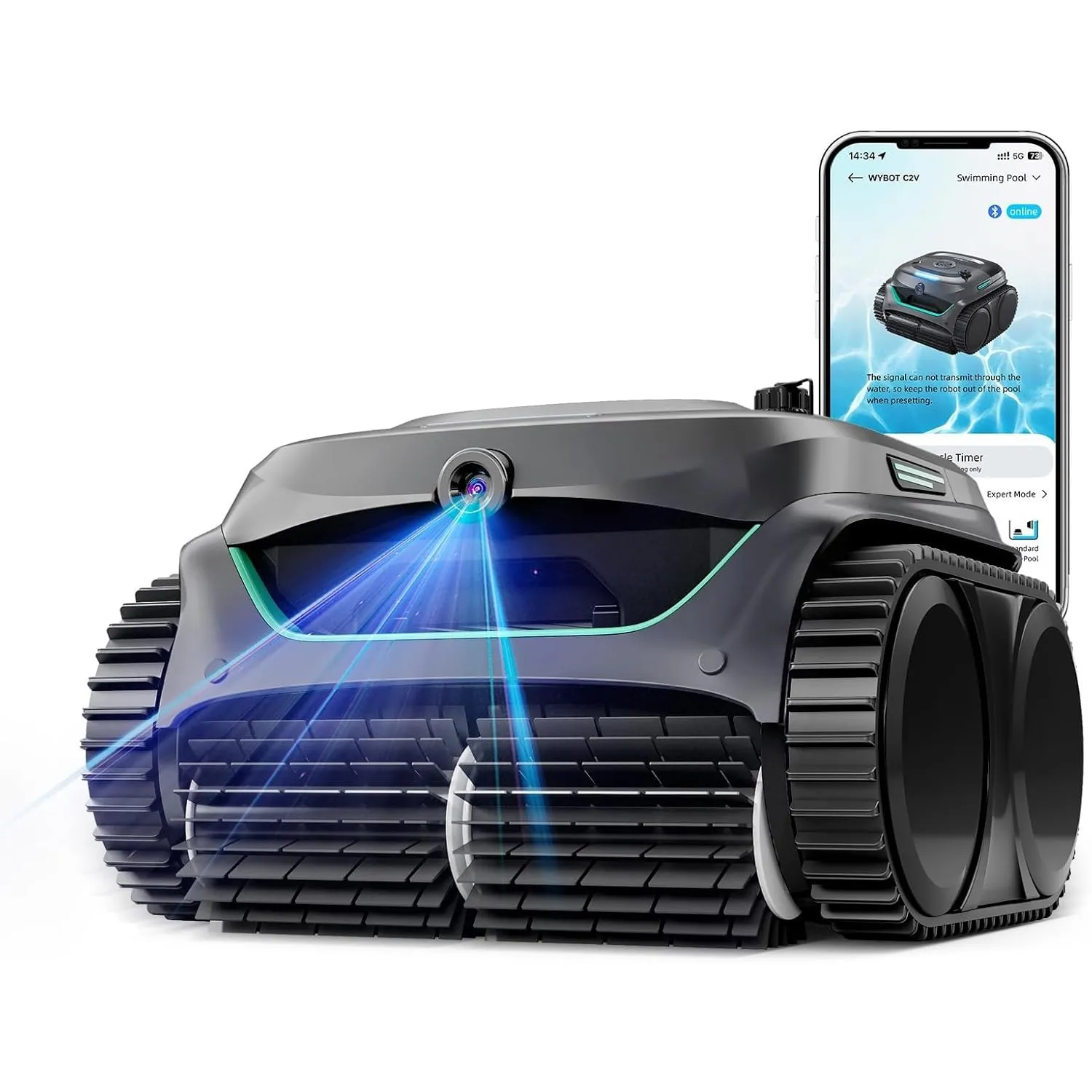 WYBOT C2 Vision AI Kamera Kabelloser poolroboter mit Akku, poolroboter Boden und Wand, Zweischicht-Filterung, leistungs…