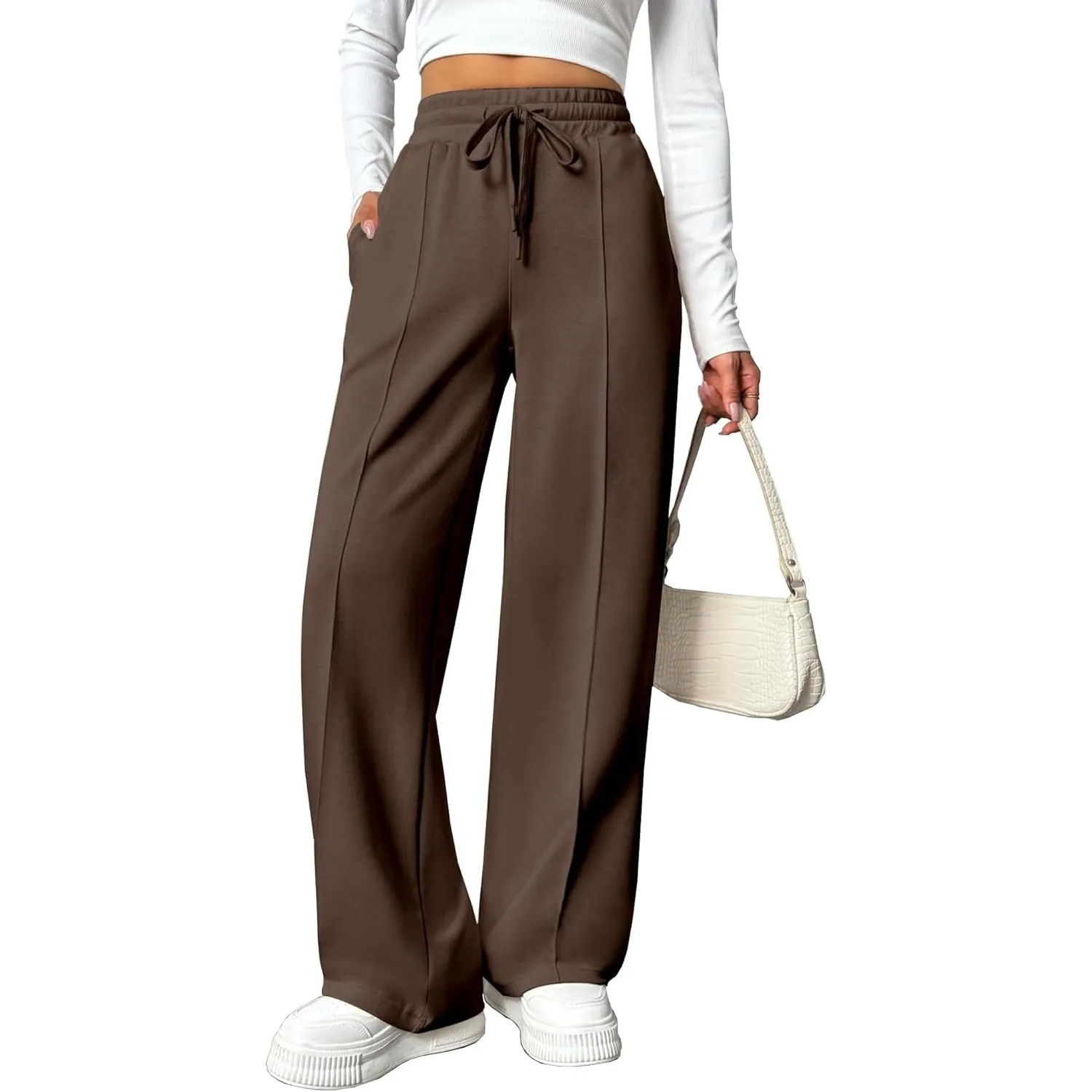 PINSPARK Damen Jogginghose High Waist Sporthose Weites Bein Sweatpants mit elastischem Bund Yogahose Trainingshose Fitn…