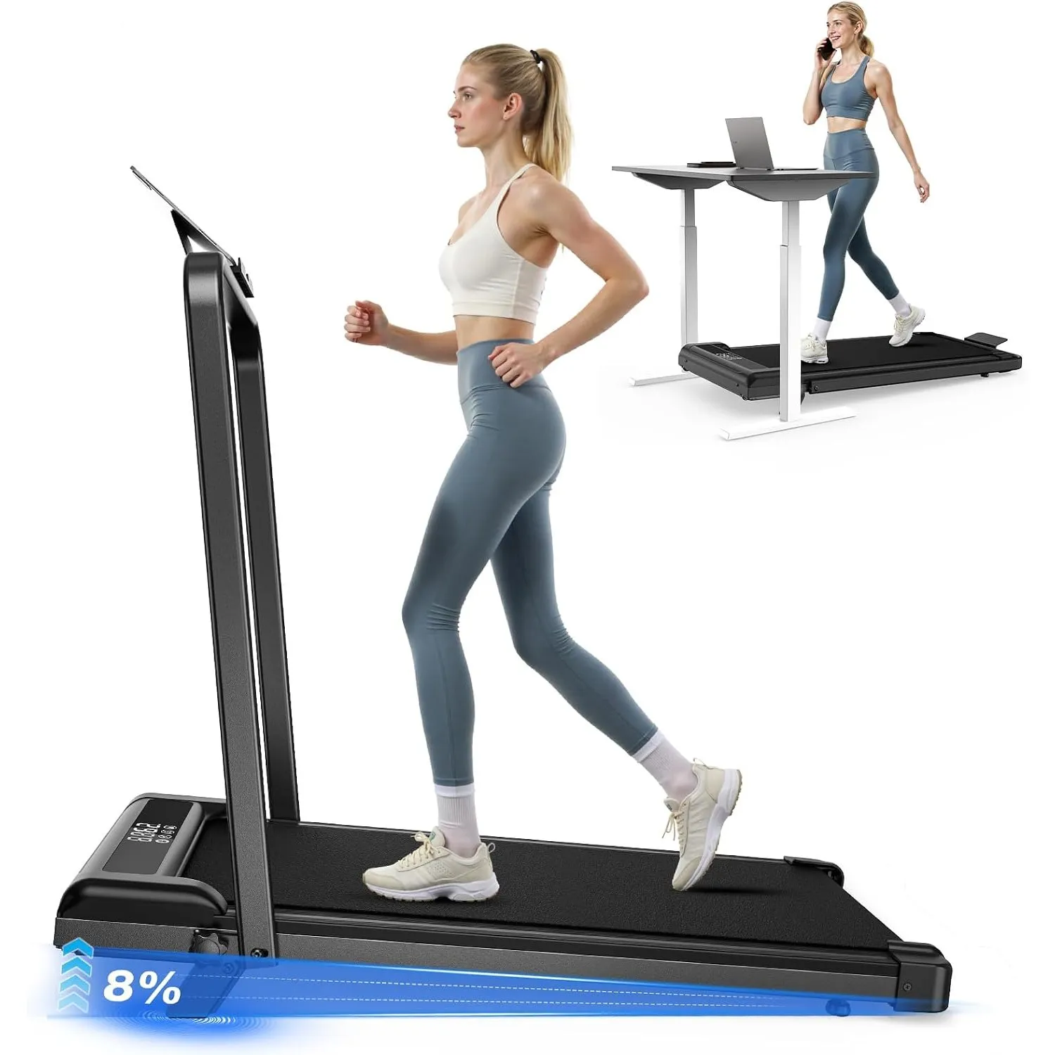 HomeFitnessCode Laufband Walking Pad Klappbar mit Neigung für Zuhause