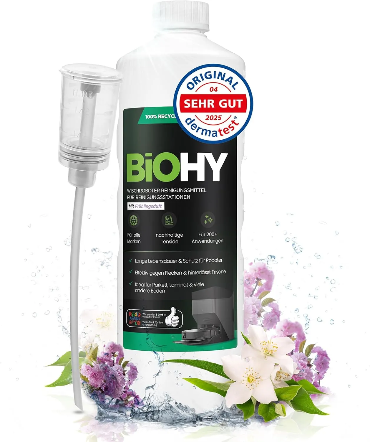 BiOHY Robot Mop Cleaner for Station with Spring Fragrance (1L) + Doser, Floor Cleaner, Mop Robot and Cleaning Agent for…