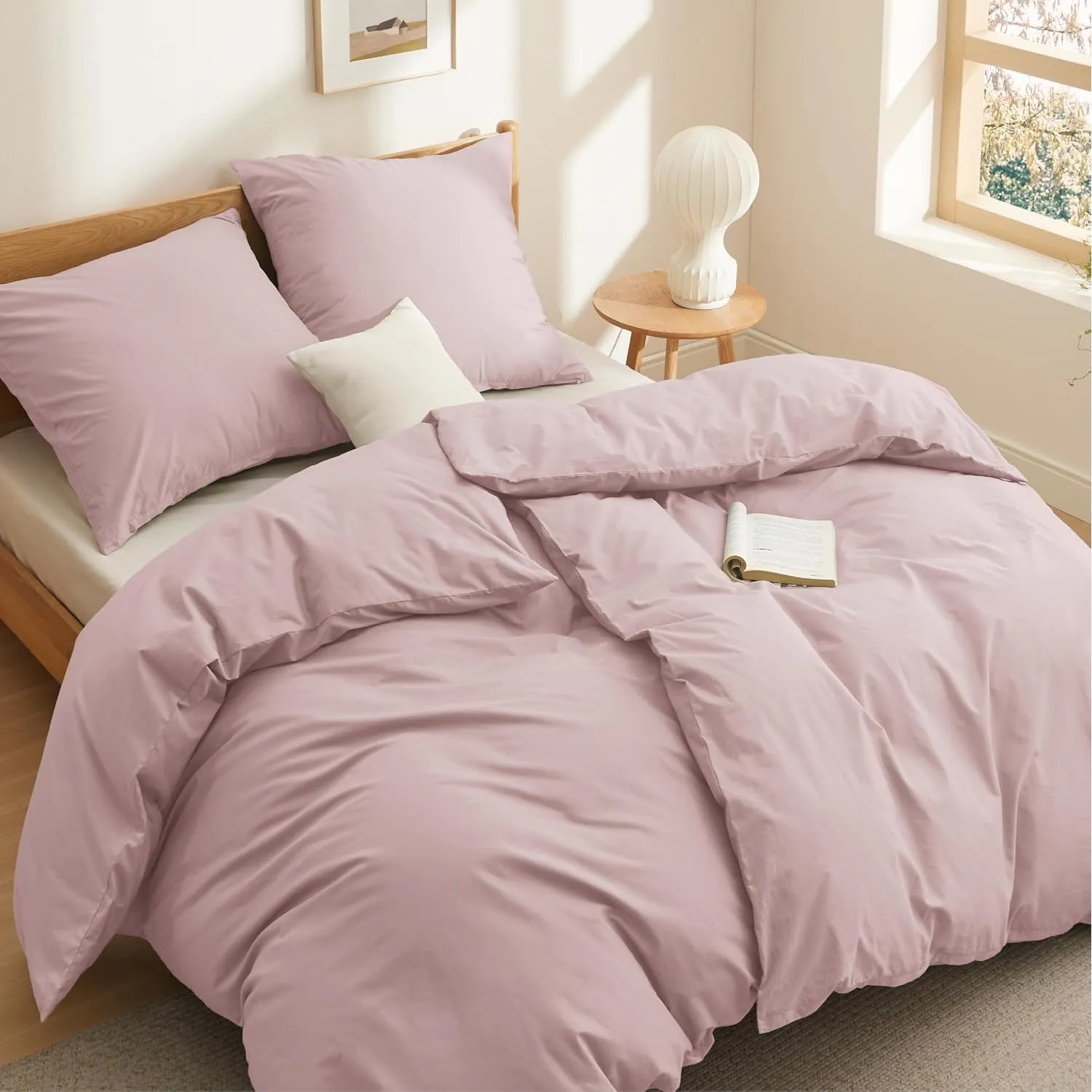 BEDSURE Bettwäsche 135x200 Baumwolle 4tlg. - Altrosa Set 2x80x80 Kissen
