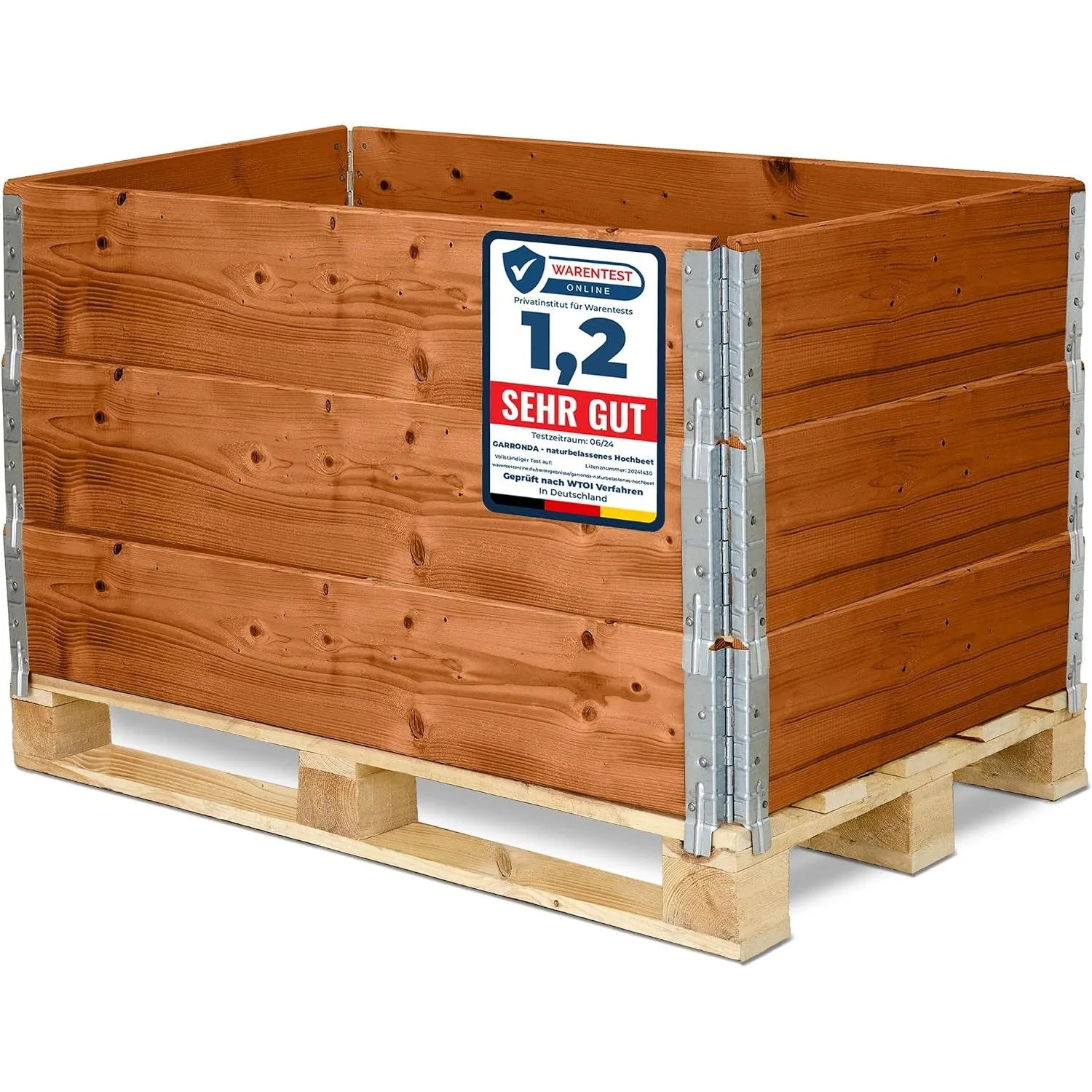 Garronda Holzaufsatzrahmen für Palette Aufbewahrungskiste aus Holz Palettenaufsatzrahmen Holzkiste (ohne Palette) Braun…