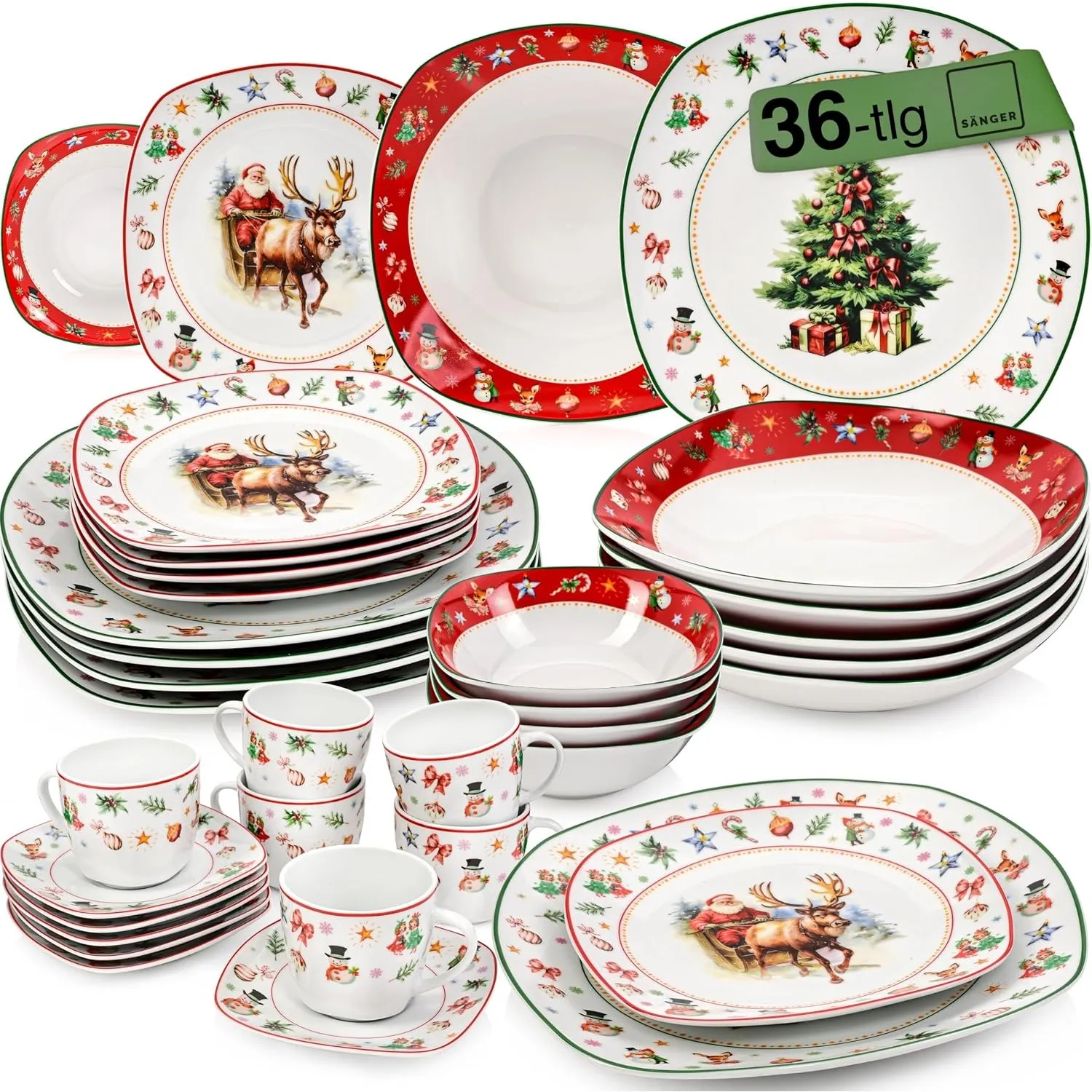 SÄNGER Kombiservice Bilgola Christmas mit Weihnachtsmotiven, 36-tlg Set