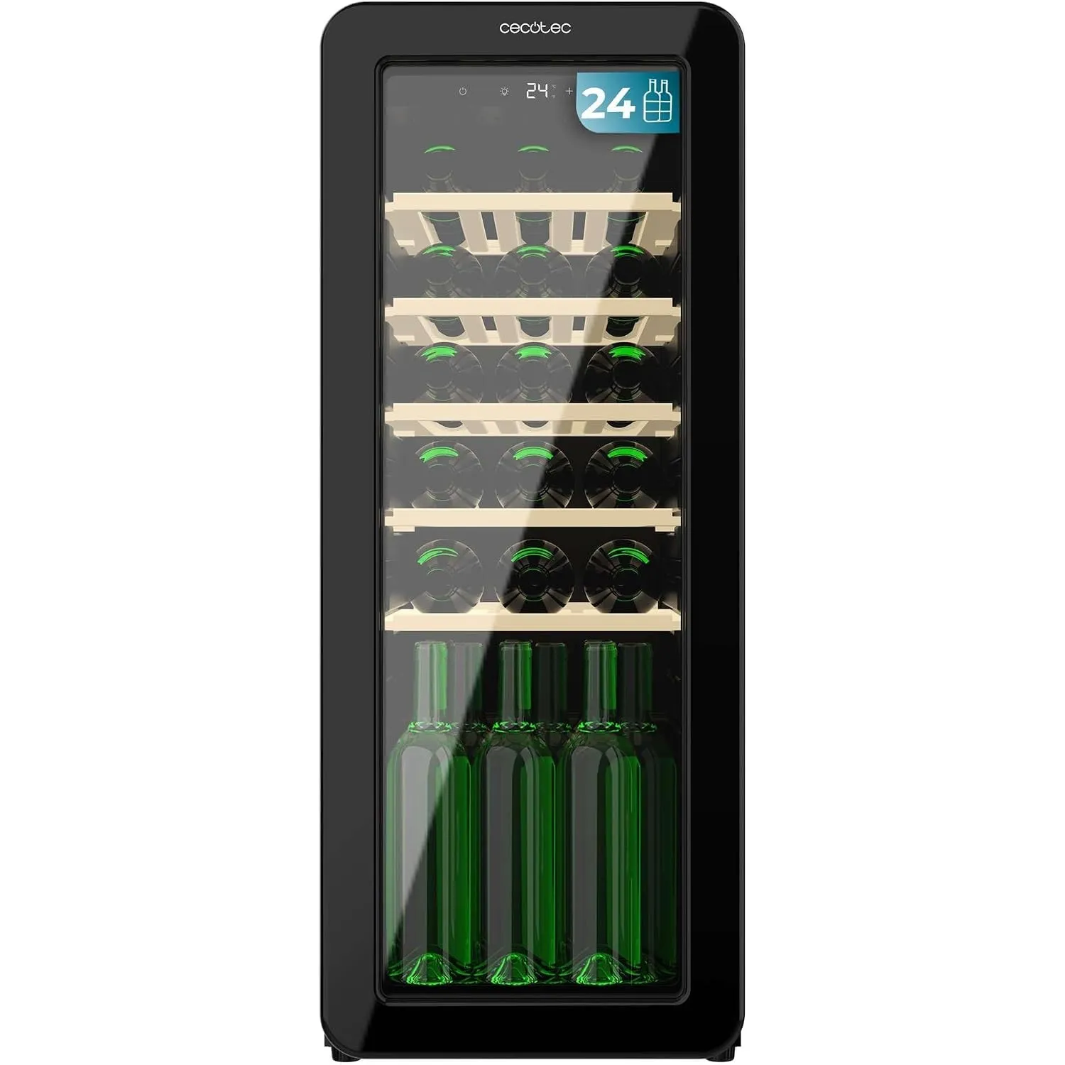 Cecotec Weinkühlschrank 24 Flaschen Retro Bolero Grandsommelier Origin 24 Hit Black. Schwarz mit LED-Steuerung, Temp. 5…