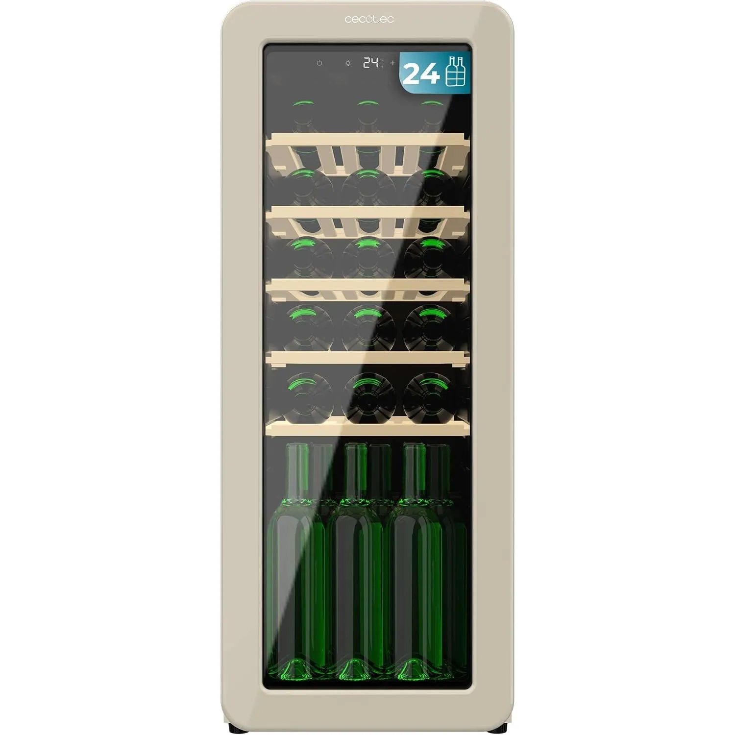 Cecotec Weinkühlschrank 24 Flaschen Retro Bolero Grandsommelier Origin 24 Hit Beige. Beige mit LED-Steuerung, Temp. 5-2…