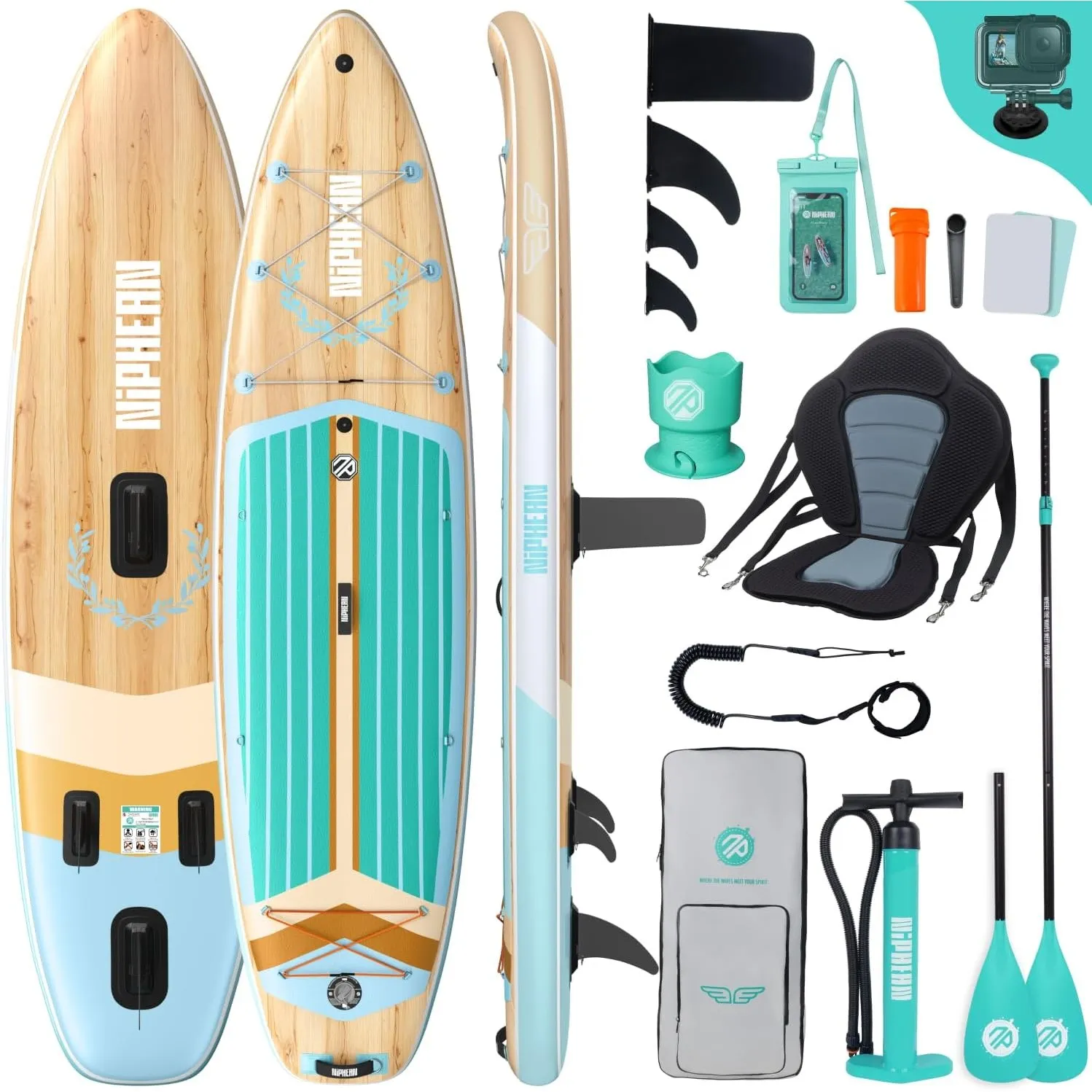 Niphean (Extra Groß) Stand Up Paddling Board, SUP für 2+1 Personen/Familien, SUP Board mit (Anfängergeeignet) Balancier…