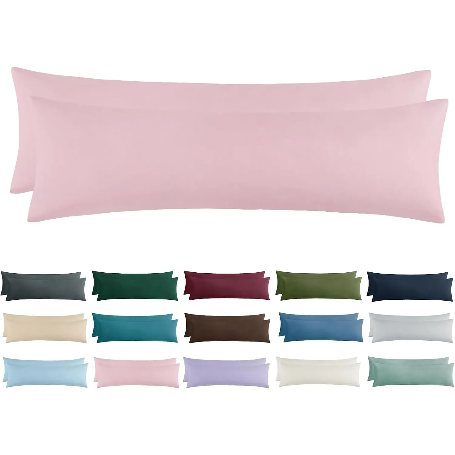 Aisbo Kissenbezug 40x145 2er Set - Seitenschläferkissen Bezug 40 x 145 Rosa für Damen mit Reißverschluss aus Mikrofaser…
