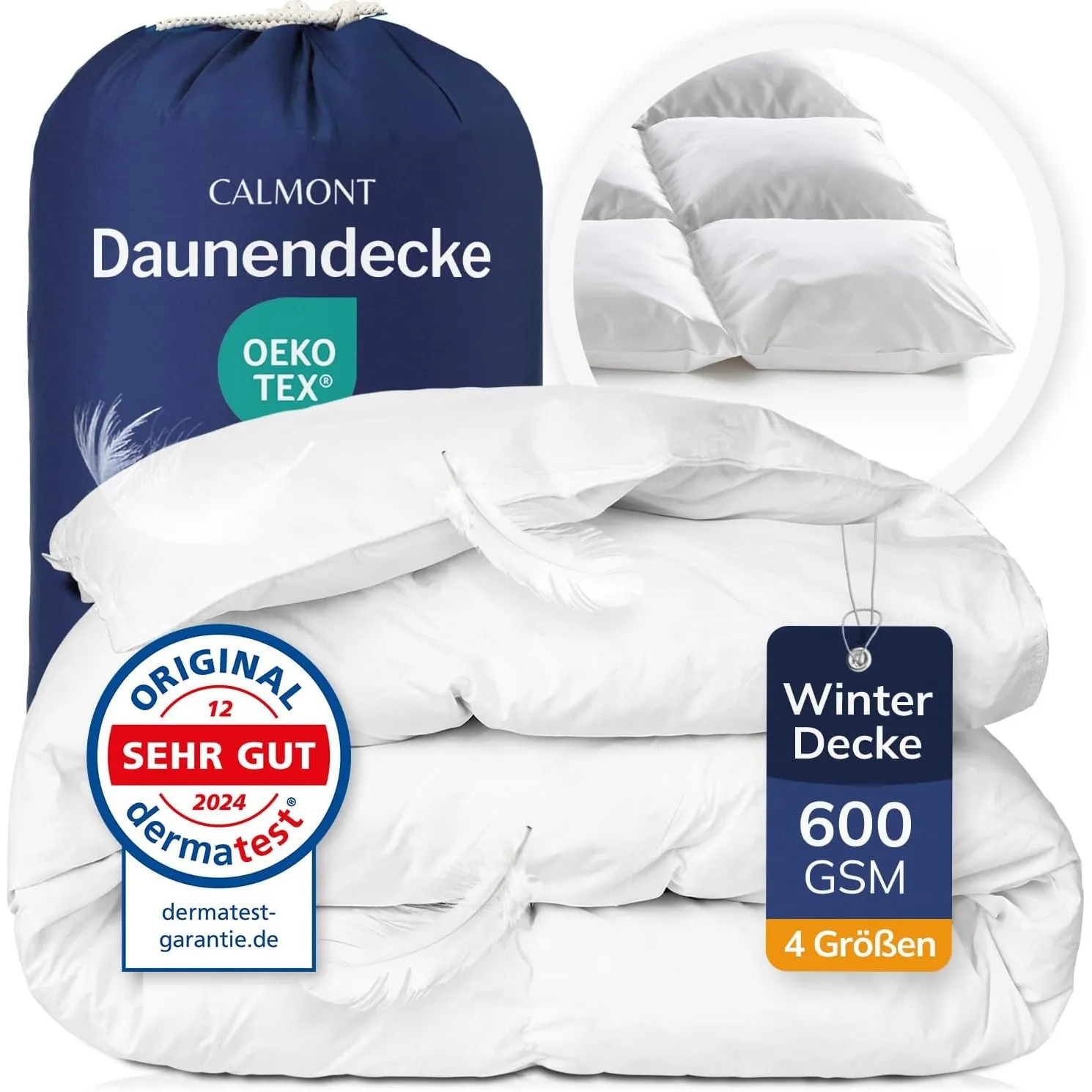 CALMONT - Feder- und Daunendecke 135x200 als Warme Winterdecke I Oeko-Tex