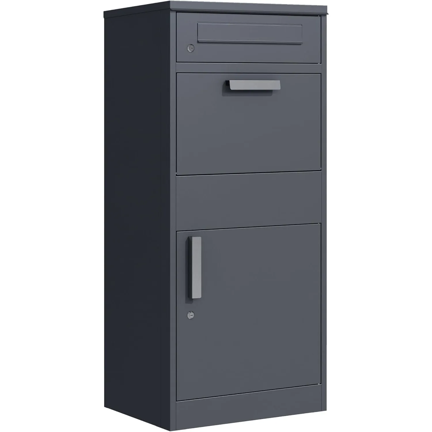 DEGAMO Paketbox Briefkasten Bremen 50x38x112cm, Stahl anthrazit RAL 7016, stehend, wasserdicht