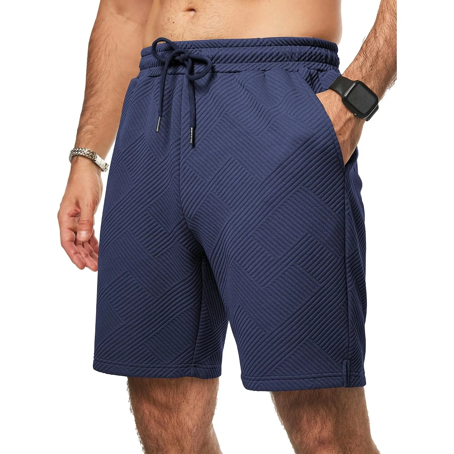 JMIERR Herren Textur Kurze Hosen mit 3 Taschen 2026 Sommer Casual Loose Shorts Elastische Taille