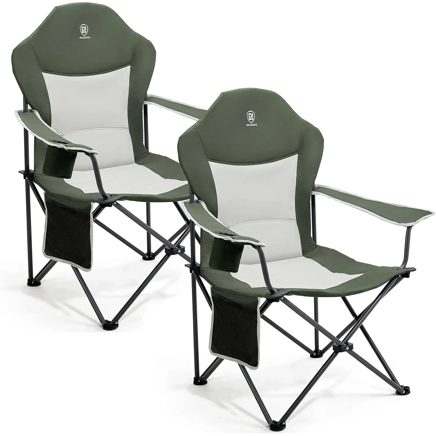 EVER ADVANCED Luxus Campingstuhl Faltbar 160 KG Belastbar Ultragroß mit Hochlehner Bequem Gepolster Klappstuhl Camping …
