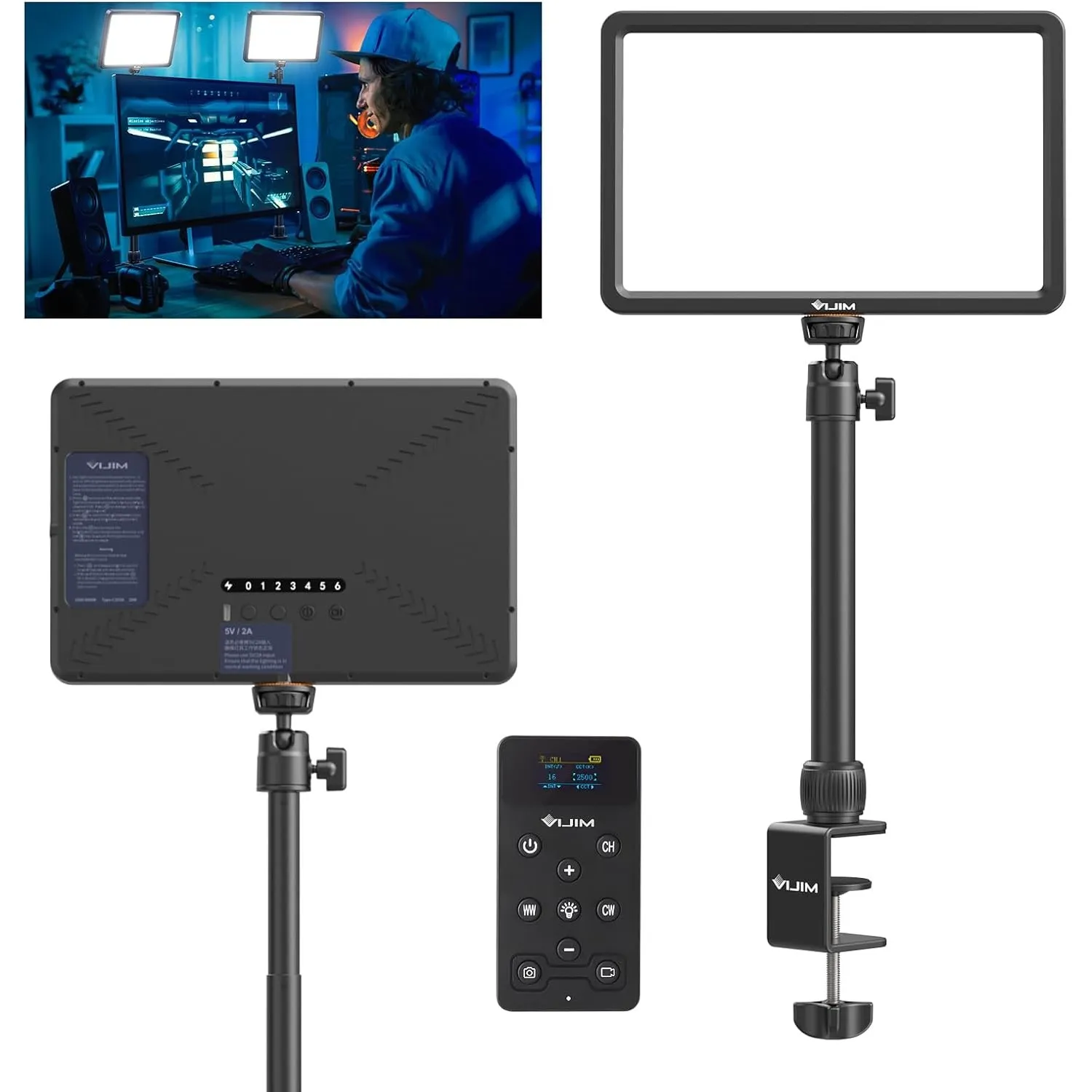 ULANZI K20 Key Light LED Videoleuchte mit Fernbedienung, Professionelles Studio LED Panel mit 600 Lumen und 10W, 11" Vi…