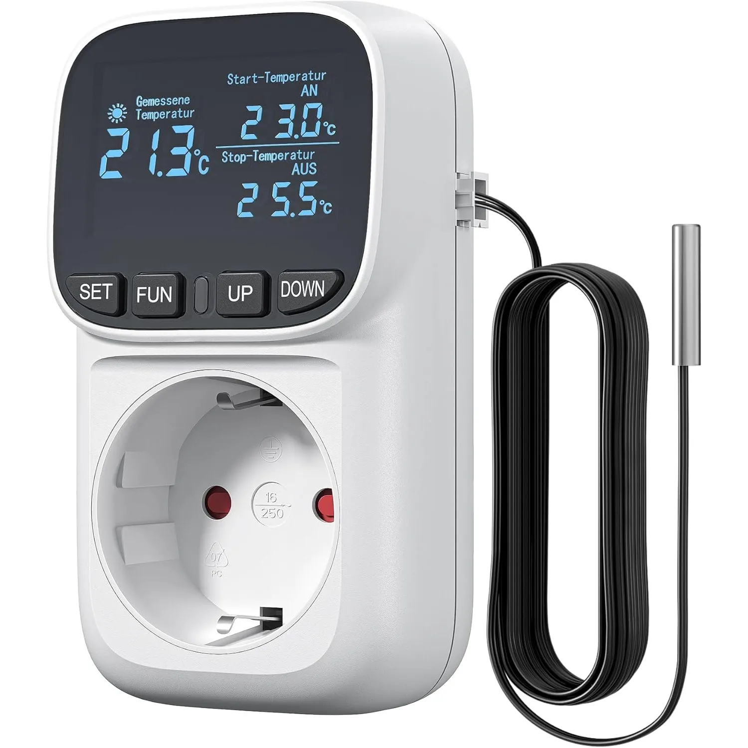 DEWENWILS Temperaturregler, Display auf Deutsch, 230V, mit Fühler