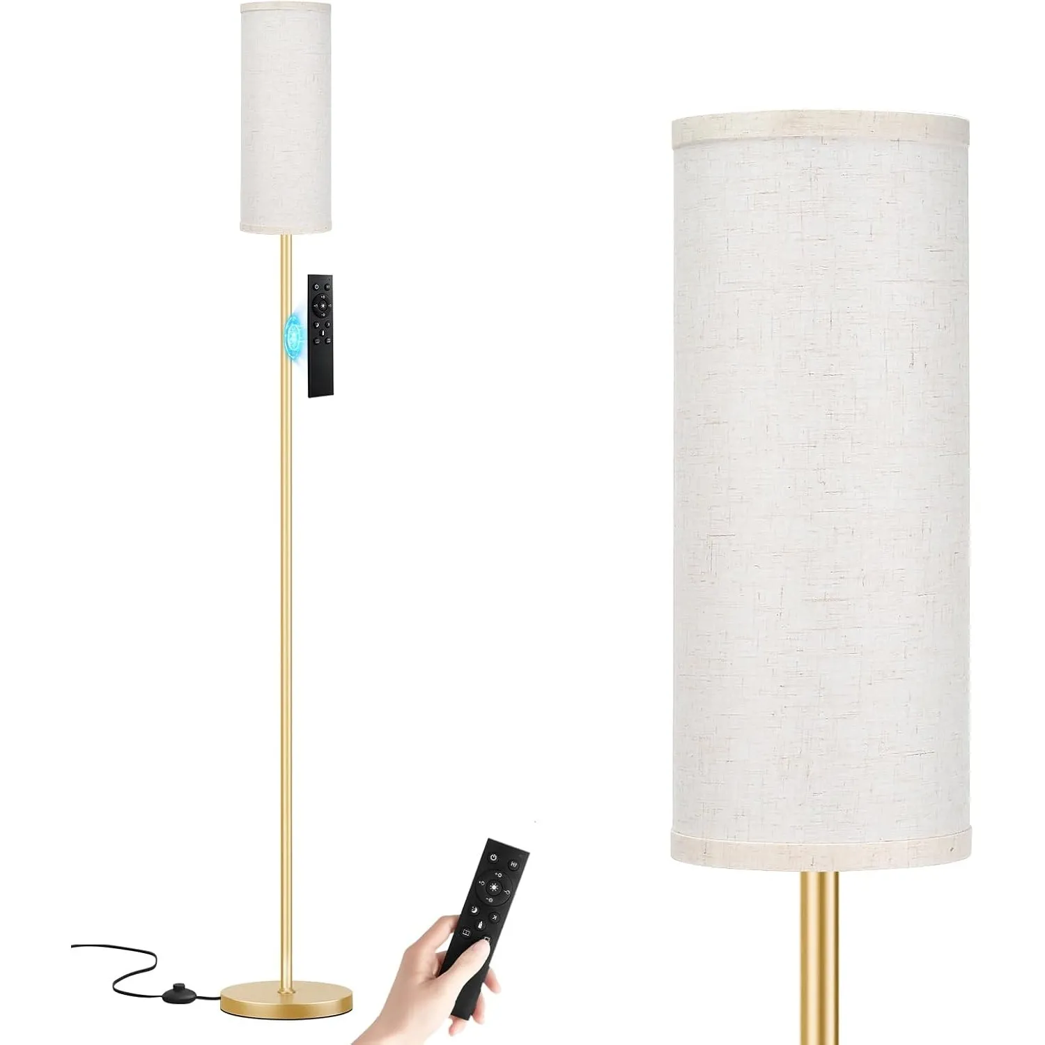 Stehlampe Wohnzimmer, Standleuchte LED Dimmbar Modern mit Fernbedienung, 4 Farbtemperaturen & Stufenlos Dimmbar, Beige …