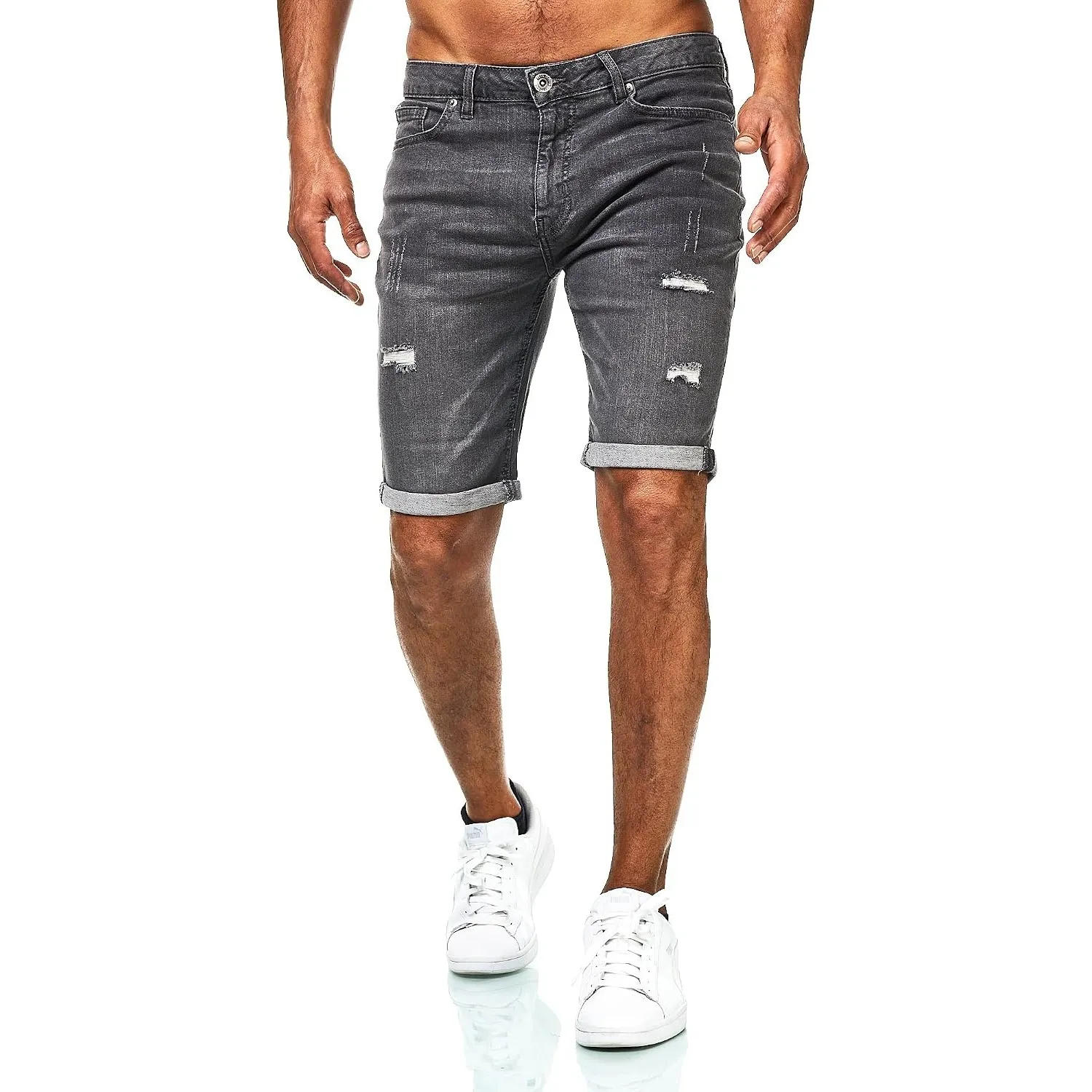 JEEL Herren Kurze Hosen - Slim-Fit Jeans-Shorts - 5-Pocket-Style - Stretch Herren-Shorts - Kurze Hose für Männer - Basi…