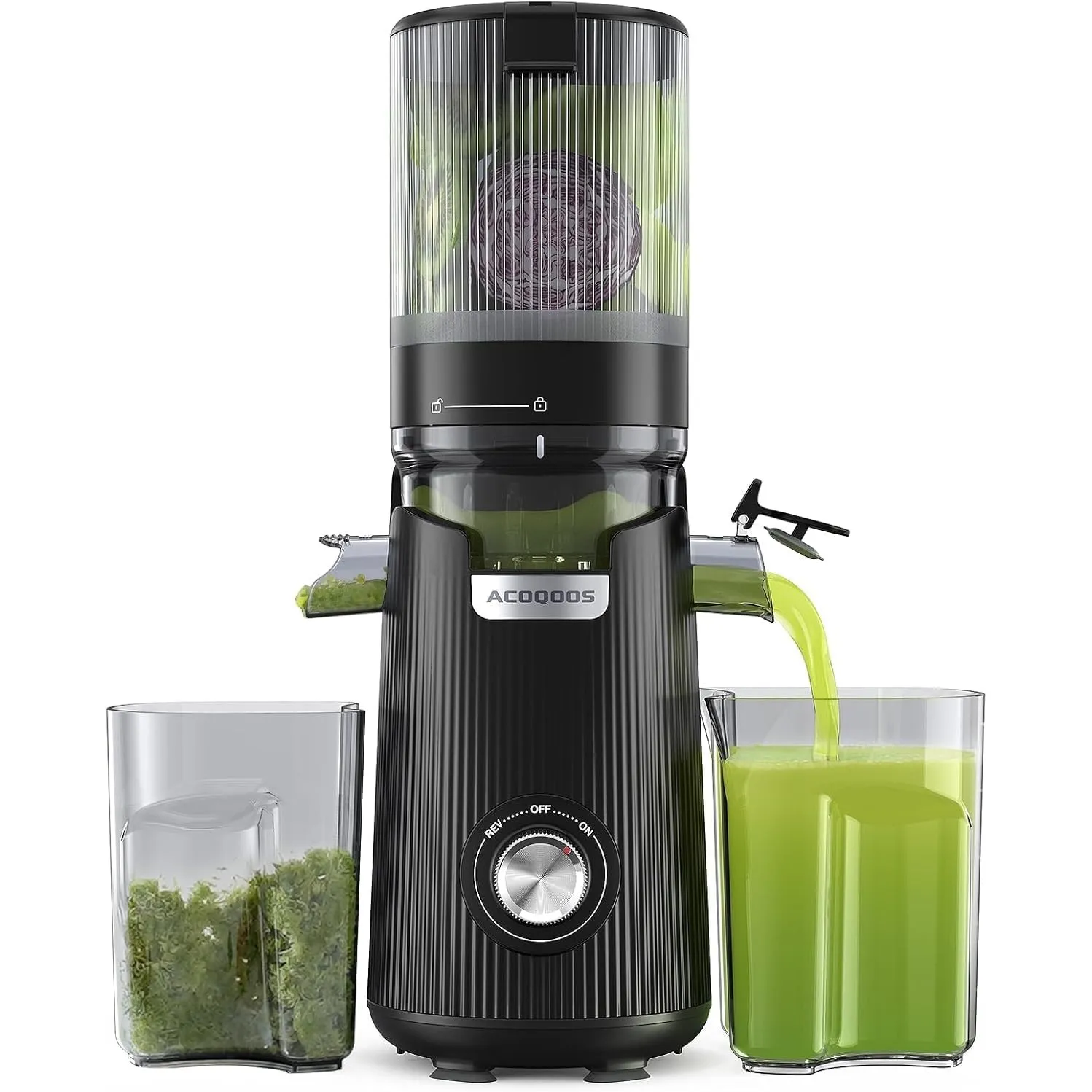 ACOQOOS Entsafter, Entsafter für Ganze Gemüse und Obst, 135 mm Breite und Größere Fütterungsröhre, 1,8 L Füllvolumen, L…
