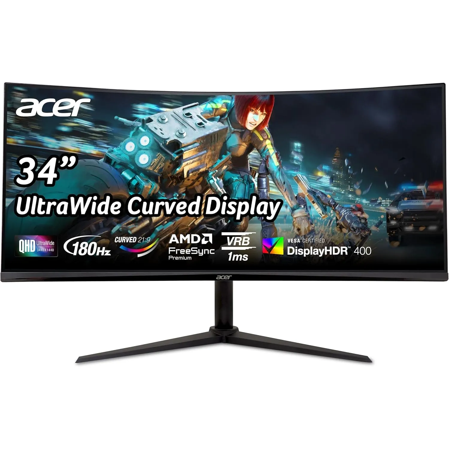 Acer Nitro XZ342CU V3 Gaming Monitor 34 Zoll (86 cm Bildschirm) UWQHD, VA, 180Hz DP, 100Hz HDMI, 4ms(GTG), DP 1.4, 2xHD…
