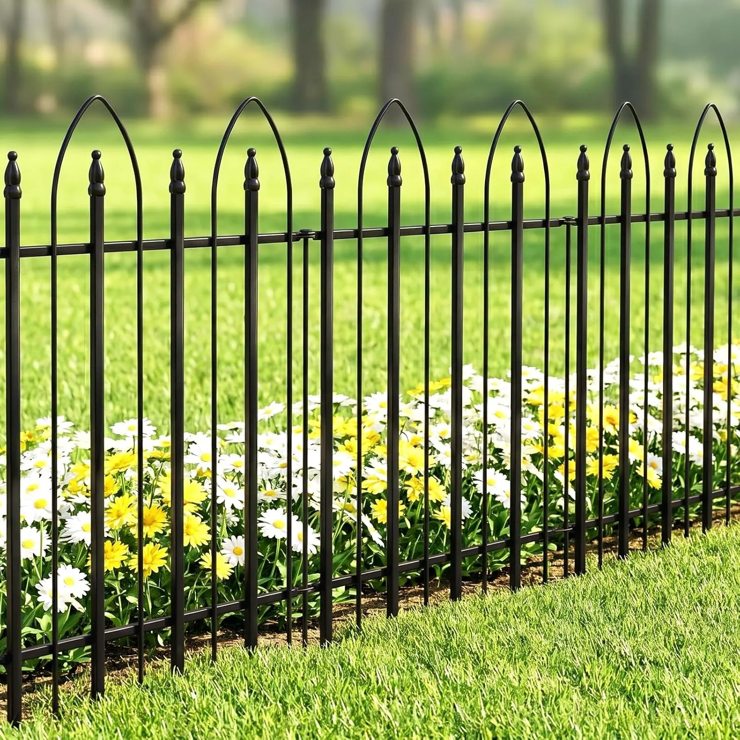 Thealyn Dekorativer Gartenzaun aus Metall, 81 cm H * 61cm W*5 Paneele | 3,05 m Gesamtlänge Metallumrandung, faltbar, La…