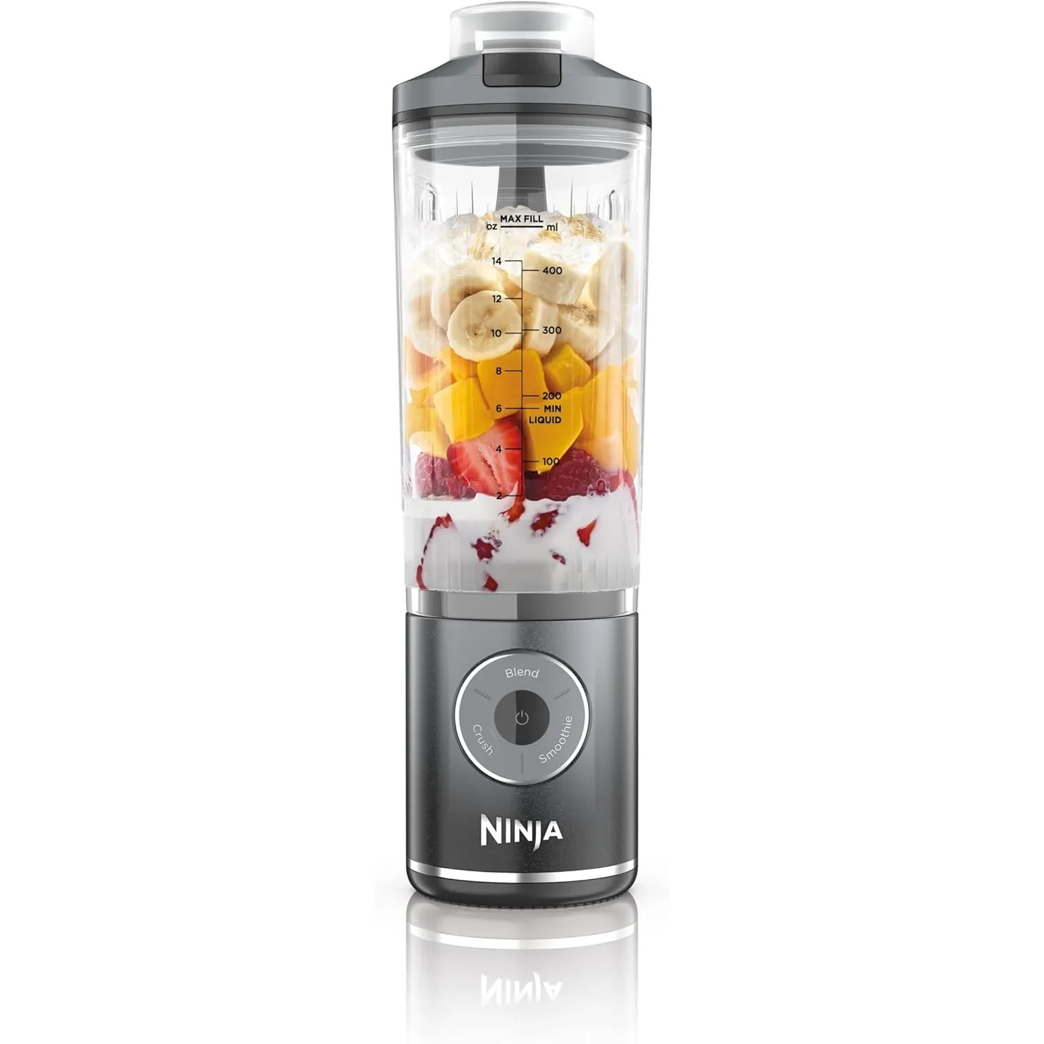 Ninja Blast Max tragbarer Mixer & Smoothie Maker, 570 ml, Kühles Grau