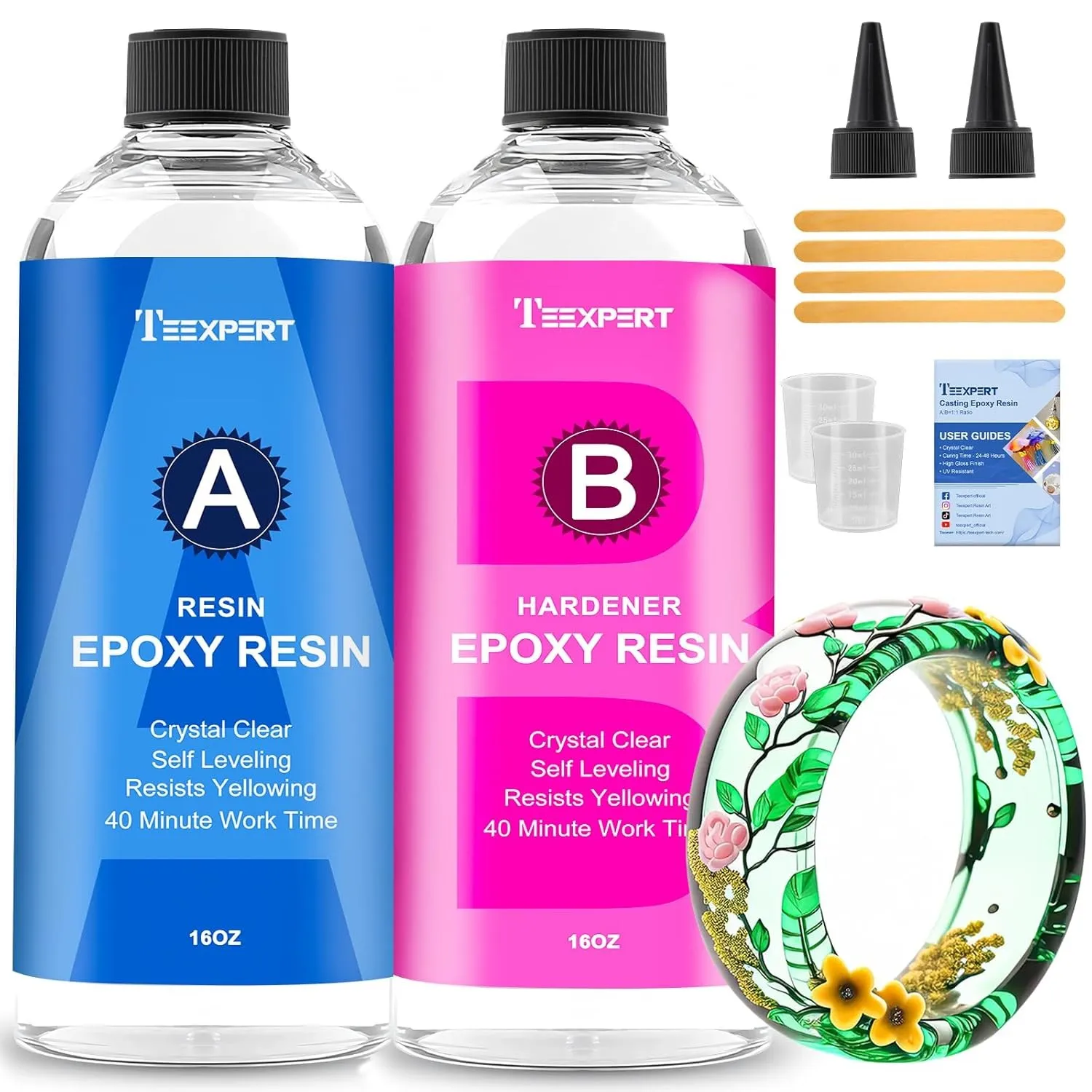 Teexpert Epoxidharz mit Härter, 32OZ/950ml Hochglanz Epoxidharz Set, Blasenfreies Beschichtungs- und Gießharz für DIY-K…