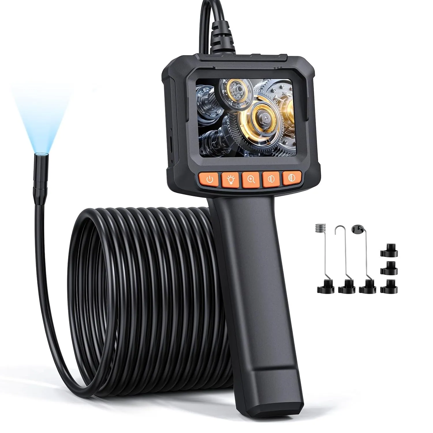 Endoskopkamera mit Licht 10M, Qimic 1080P HD Rohrkamera mit 8 Einstellbaren LEDs, 2.4" IPS Bildschirm Inspektionskamera…
