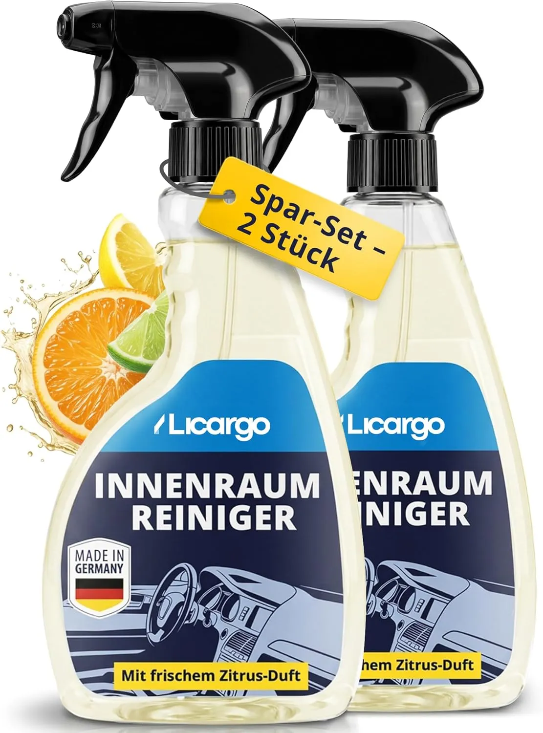 LICARGO Interior Cleaner (2 x 500 ml) - Cockpit Cleaner pH Neutral - Deep Pore Purity for Plastic, Upholstery, Leather …
