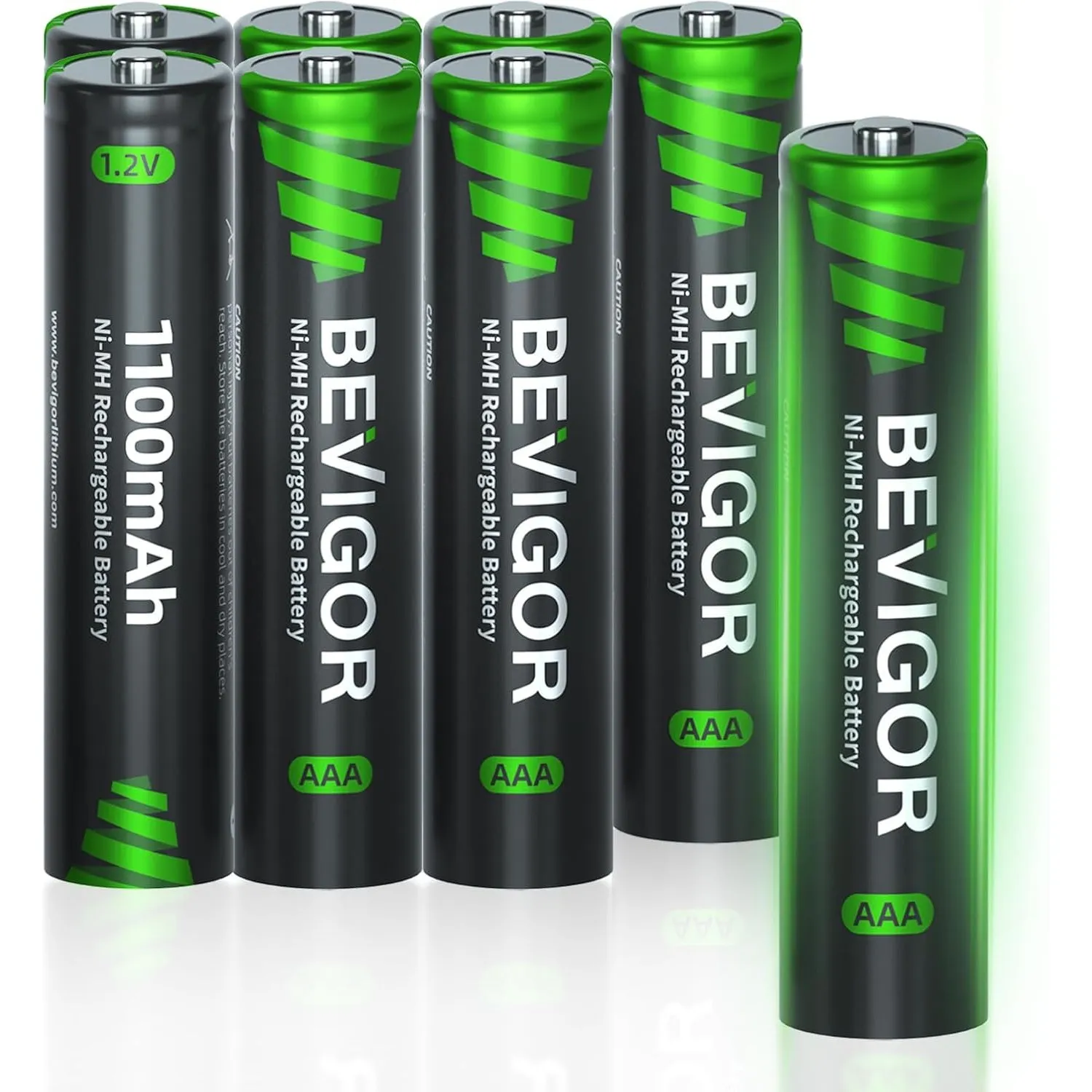 BEVIGOR AAA 1100mAh 1.2V Akkubatterien, Akku hohe Kapazität AAA NiMH wiederaufladbare Batterien, 8 Stück, vorgeladen