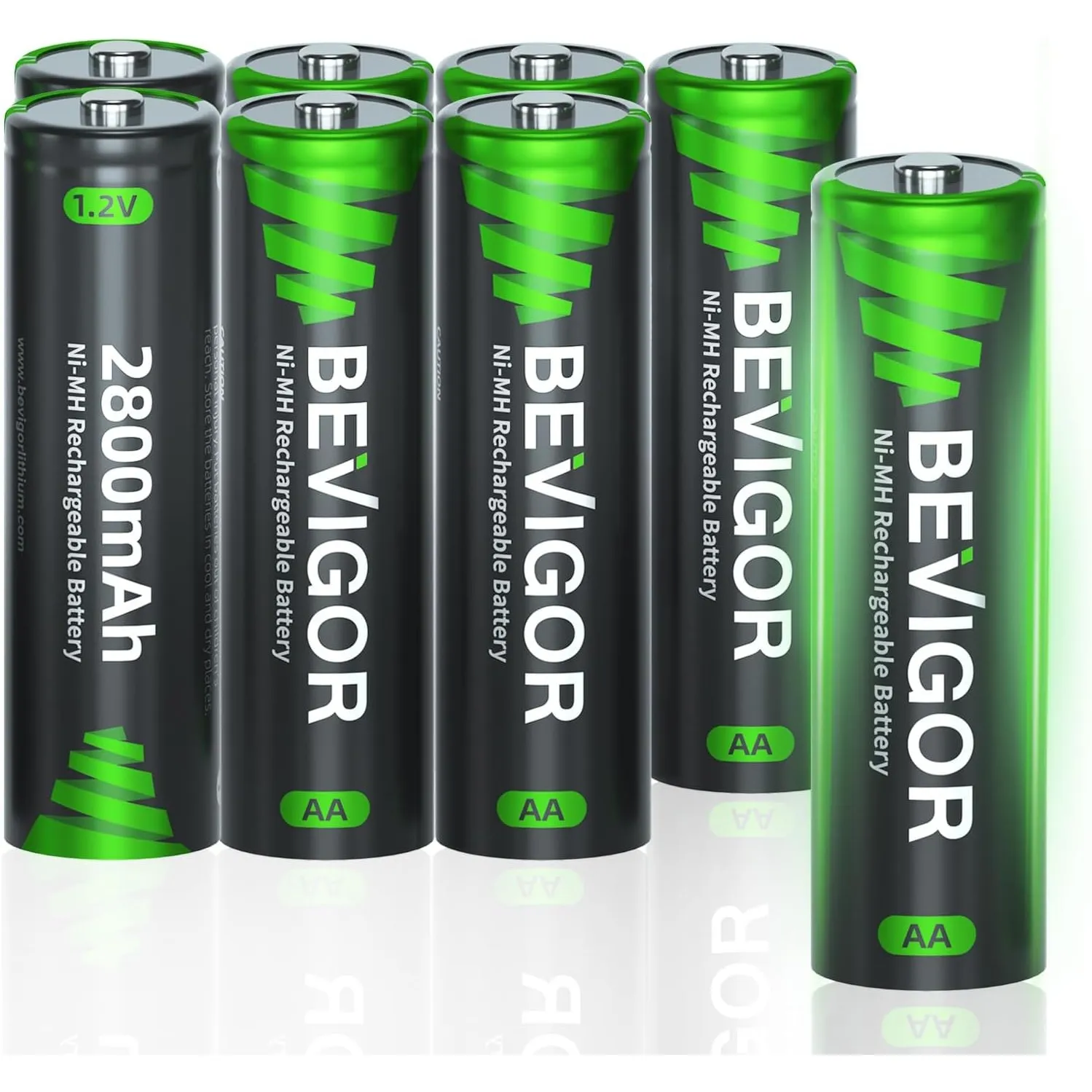 BEVIGOR AA Akkubatterien, 2800mAh 1.2V Akku hohe Kapazität AA NiMH wiederaufladbare Batterien, 8 Stück, vorgeladen