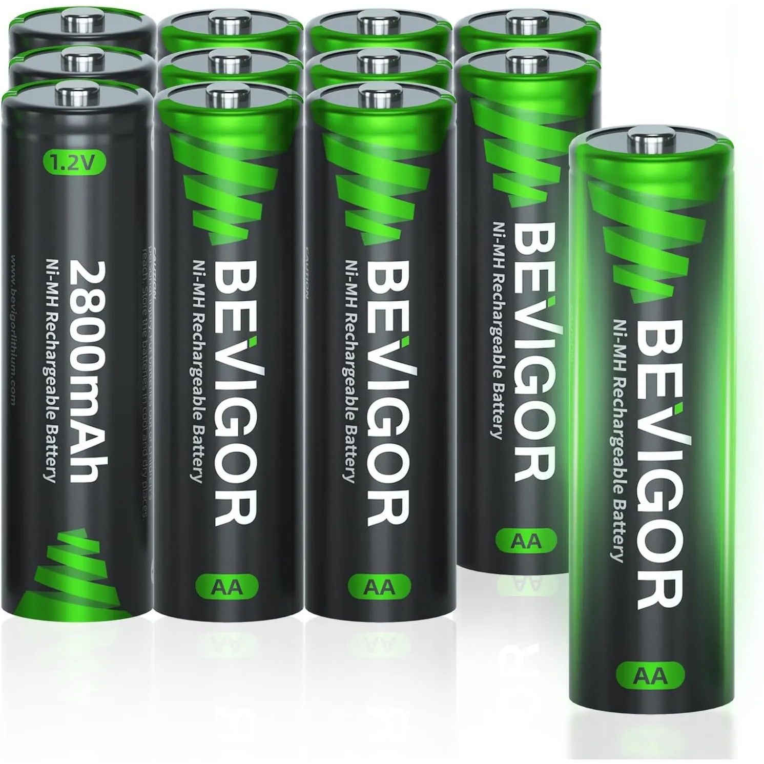 BEVIGOR AA Akkubatterien, 2800mAh 1.2V Akku hohe Kapazität AA NiMH wiederaufladbare Batterien, 12 Stück, vorgeladen