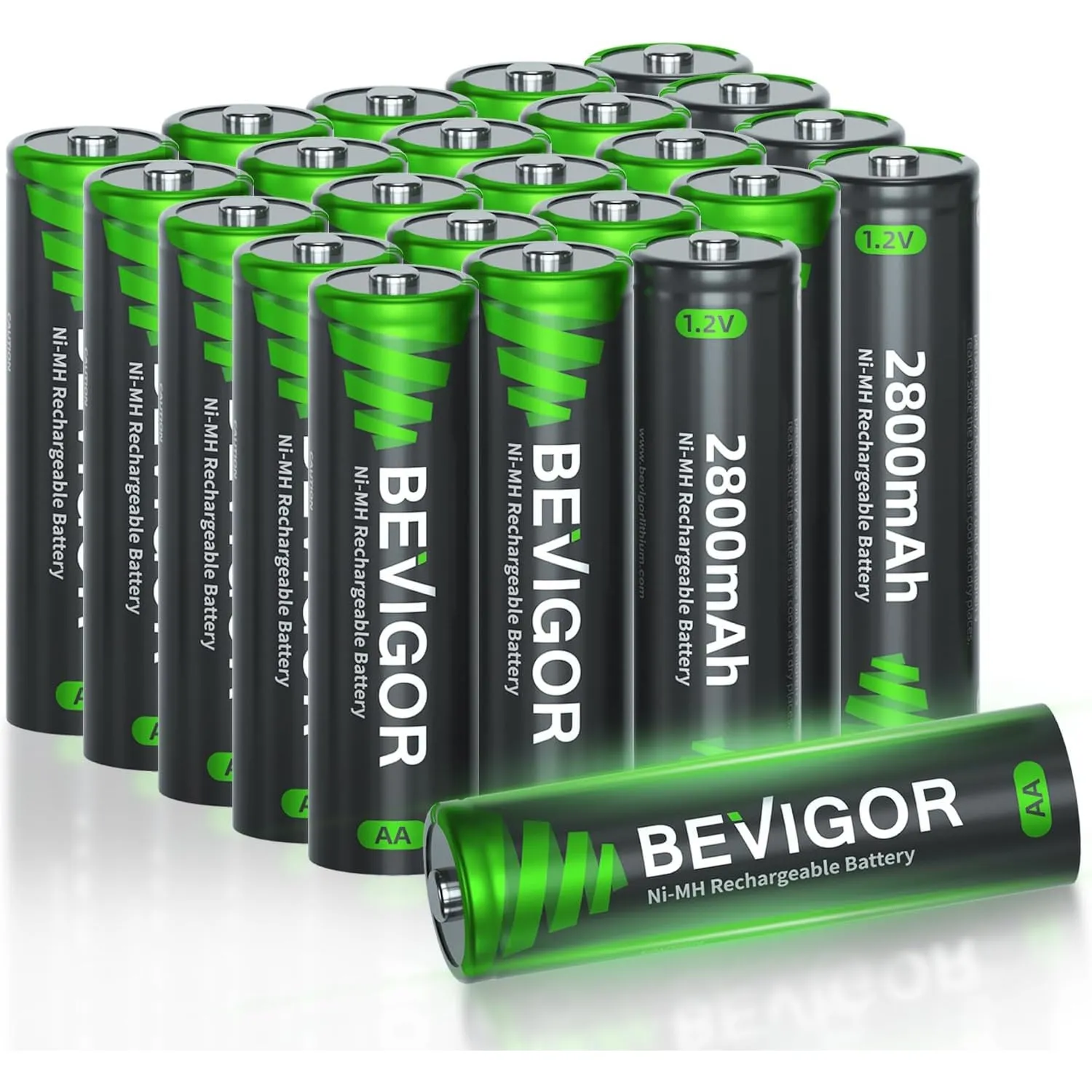 BEVIGOR AA Akkubatterien, 2800mAh 1.2V Akku hohe Kapazität AA NiMH wiederaufladbare Batterien, 24 Stück, vorgeladen