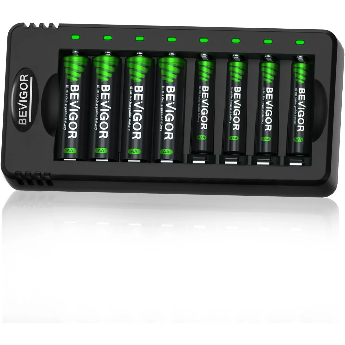 Bevigor 4 x AA und 4 x AAA NiMH-Akkus, Ladegerät, Schnellladegerät, Akku, Ladegerät-Set