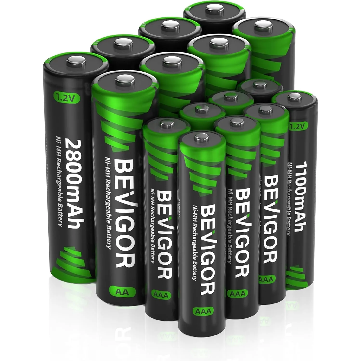 BEVIGOR AA und AAA Akku Set - 16 Stück 1.2V NI-MH wiederaufladbare Batterien AA AAA Akkupack, hohe Kapazität 8 x AA und…