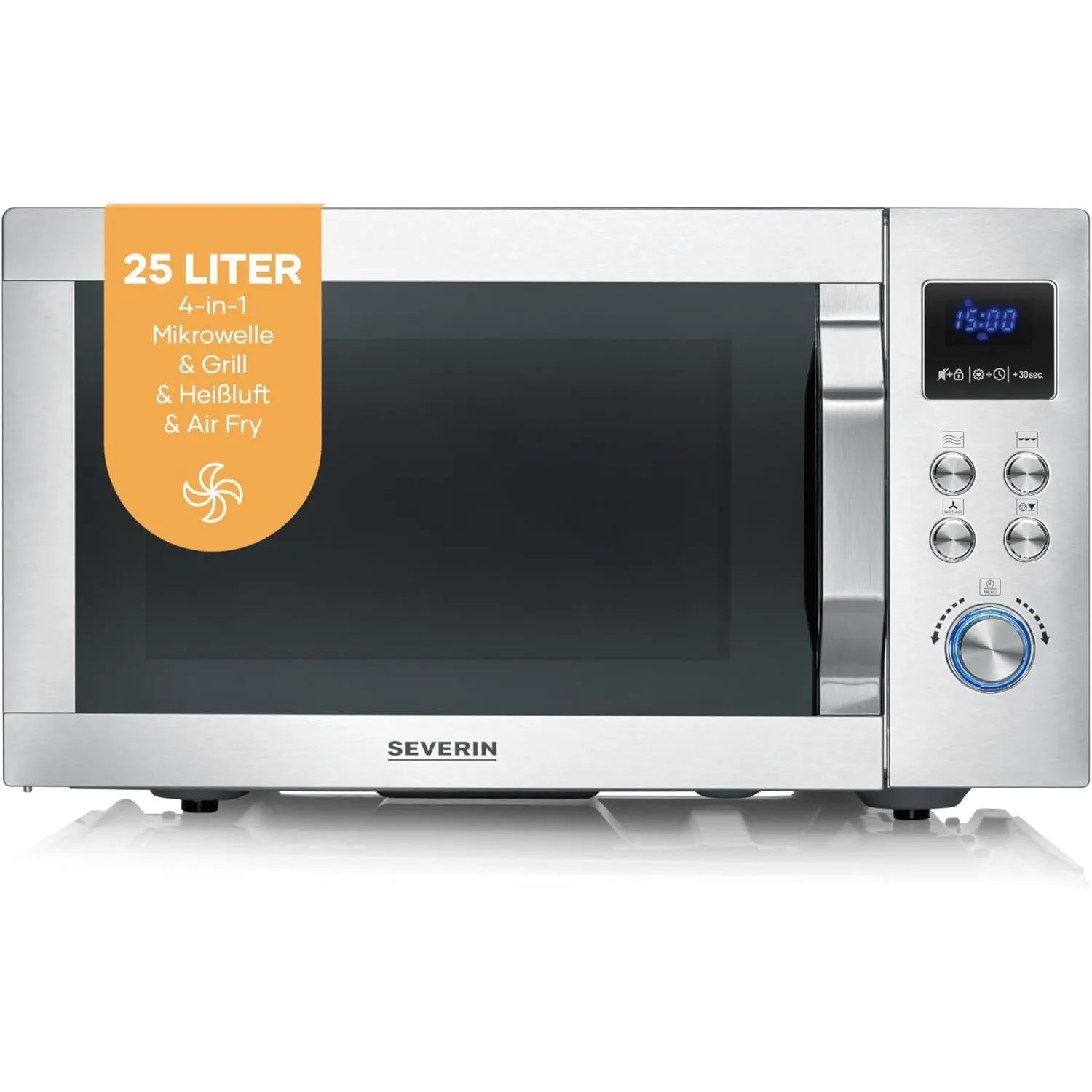 SEVERIN 4-in-1 Mikrowelle „Crispy Wave“, Heißluft-Funktion bis 230°C, Heißluftfritteuse, Mikrowelle, Backofen & Grill, …